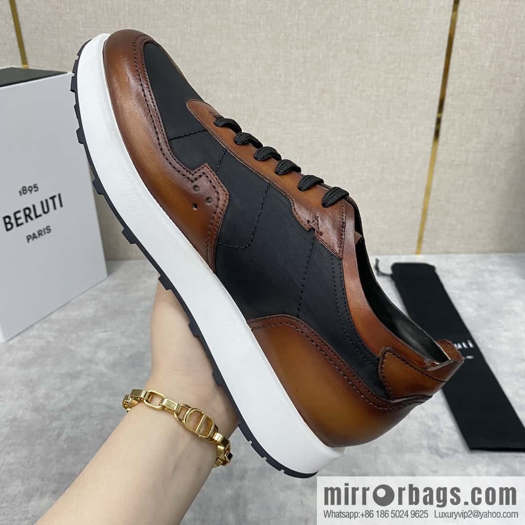 Berlut Spring/Summer New Light Track Leather & Nylon Sneakers