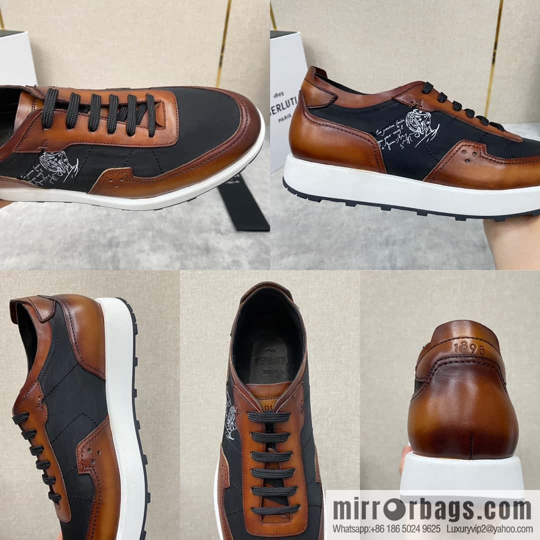 Berlut Spring/Summer New Light Track Leather & Nylon Sneakers