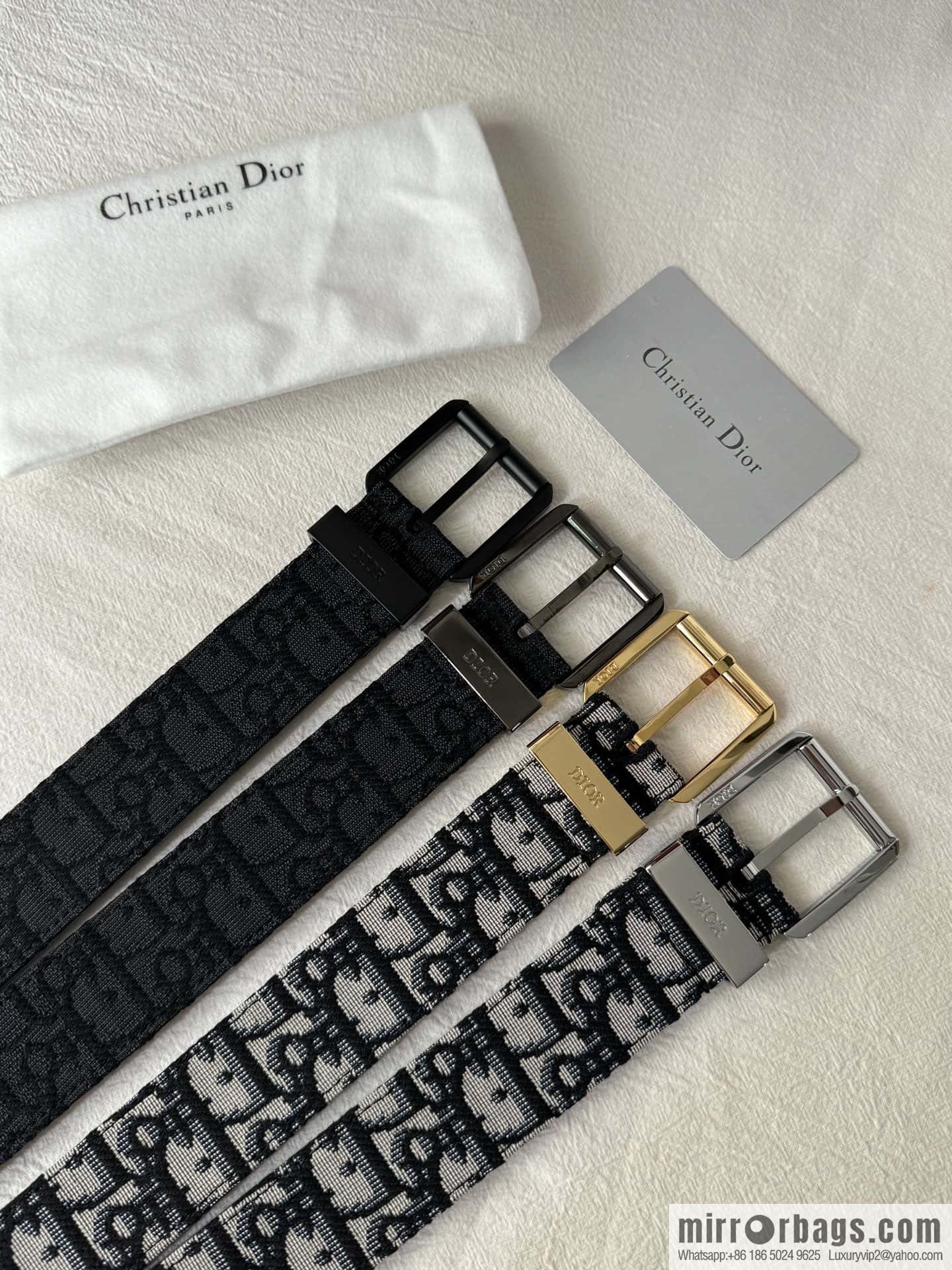 DIOR OBLIQUE print with black cowhide lychee bottom belt 3.5CM