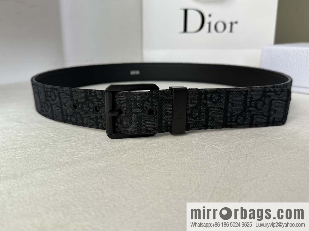 DIOR OBLIQUE print with black cowhide lychee bottom belt 3.5CM