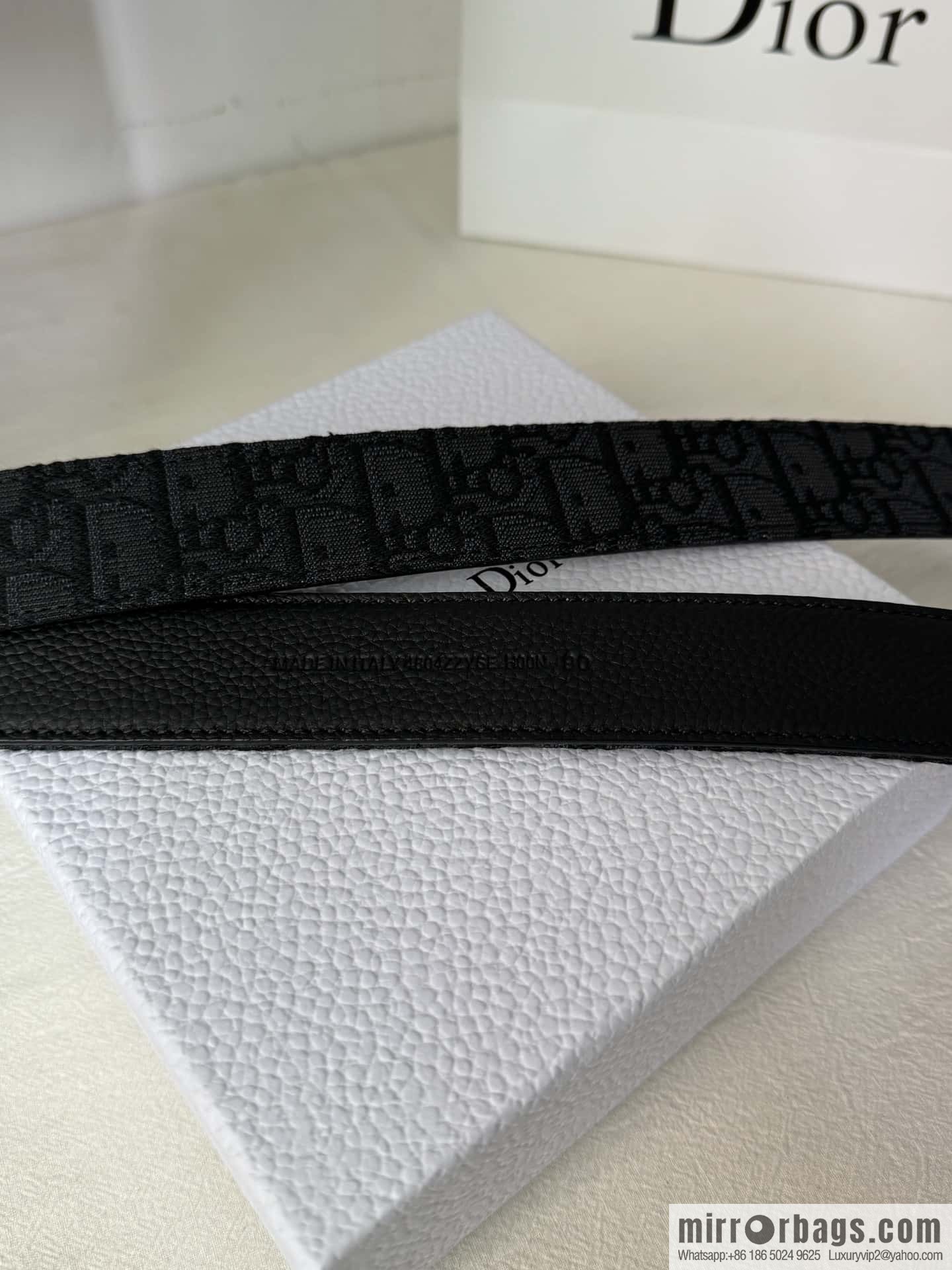 DIOR OBLIQUE print with black cowhide lychee bottom belt 3.5CM
