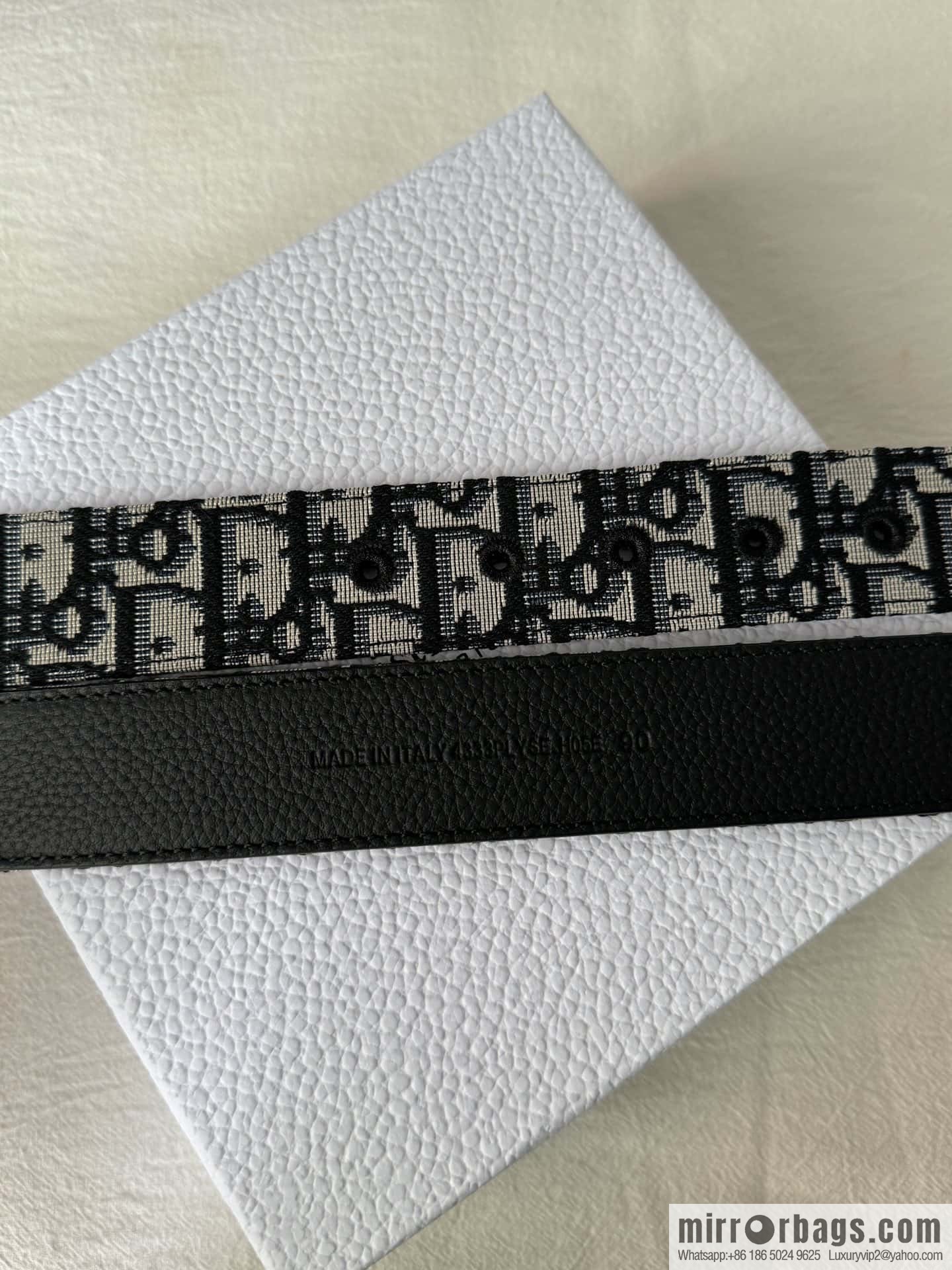 DIOR OBLIQUE print with black cowhide lychee bottom belt 3.5CM