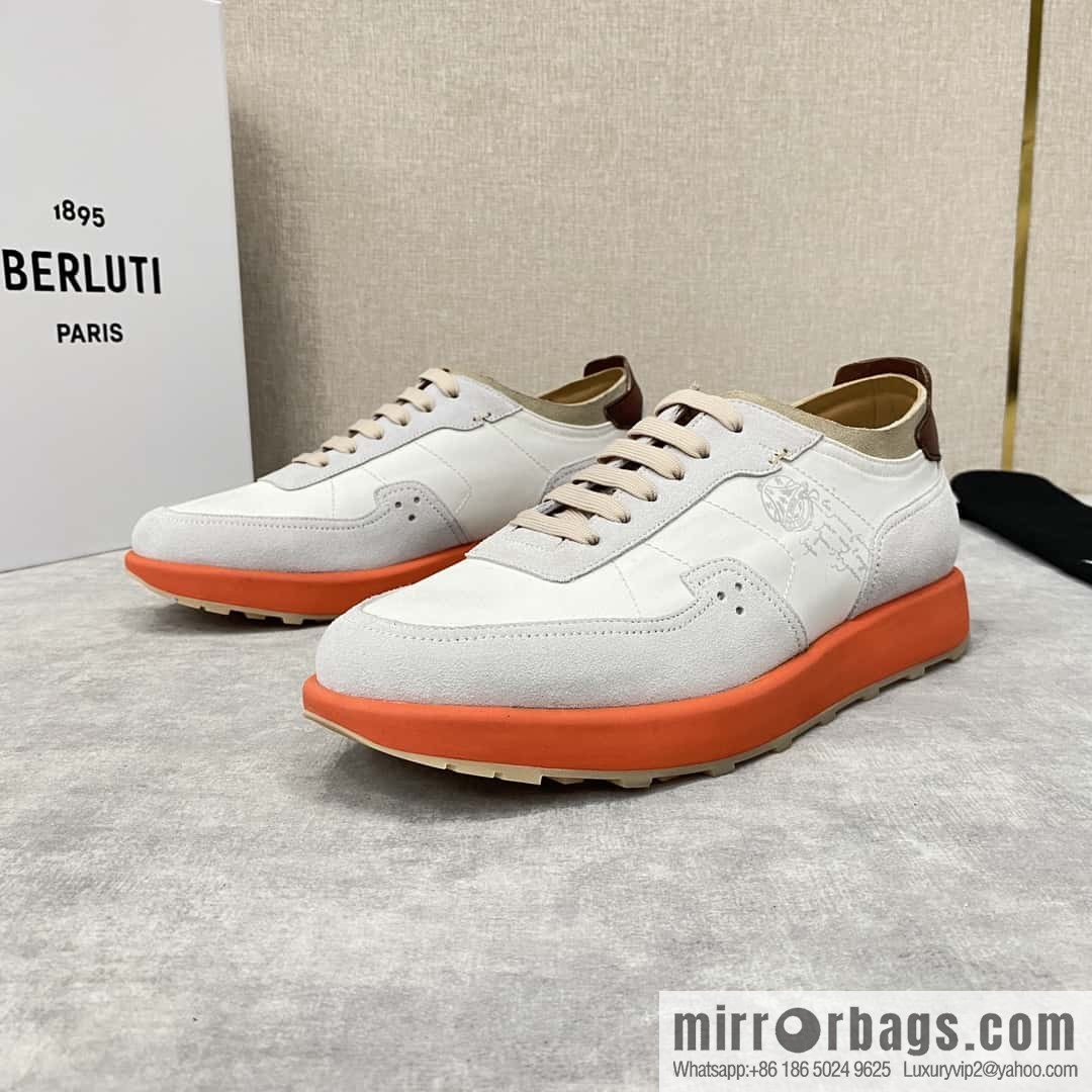 Berlut Spring/Summer New Light Track Leather & Nylon Sneakers