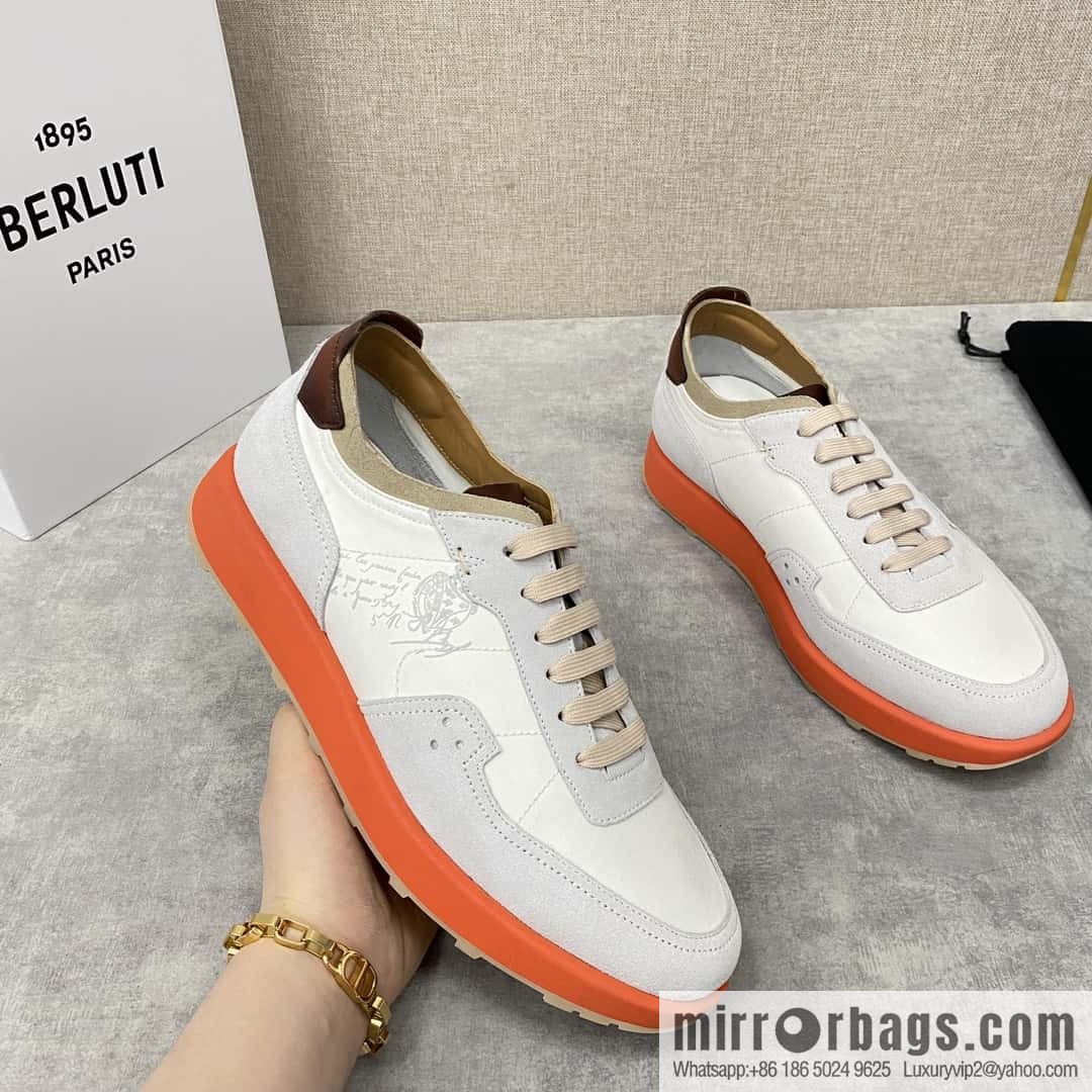 Berlut Spring/Summer New Light Track Leather & Nylon Sneakers