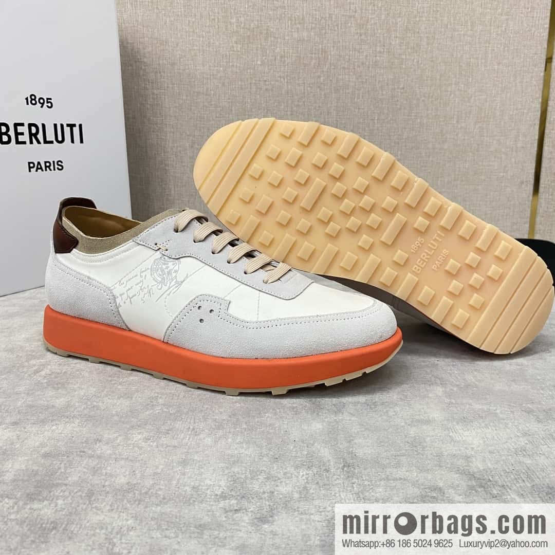 Berlut Spring/Summer New Light Track Leather & Nylon Sneakers