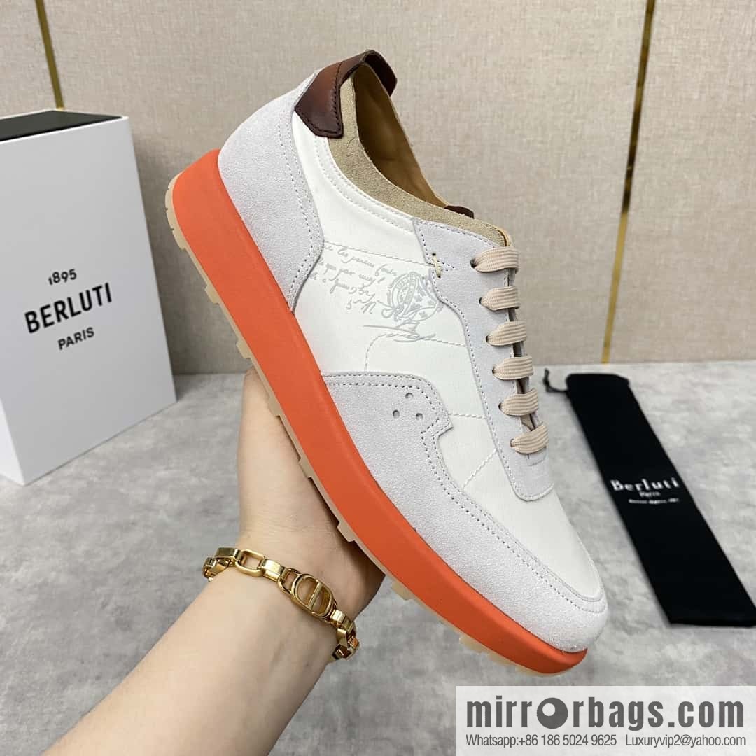 Berlut Spring/Summer New Light Track Leather & Nylon Sneakers
