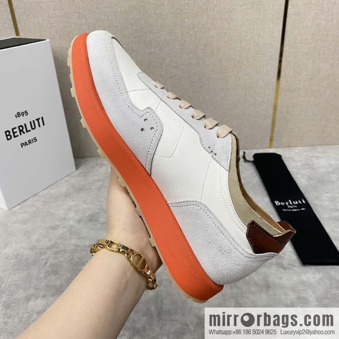 Berlut Spring/Summer New Light Track Leather & Nylon Sneakers