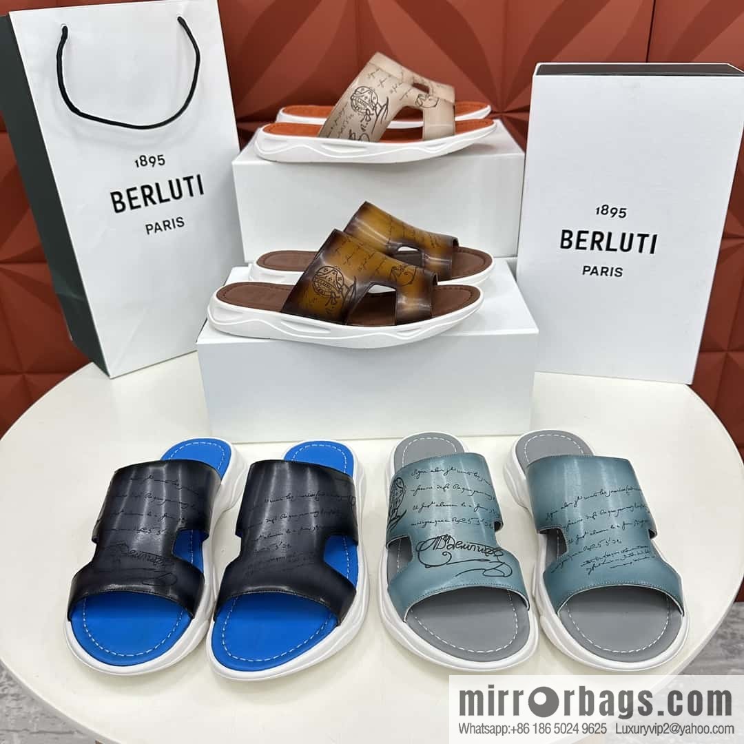 💋💍Berlut Bruti 2024 Summer New Collection, Inspiration New Season, New Shadow Leather Slippers