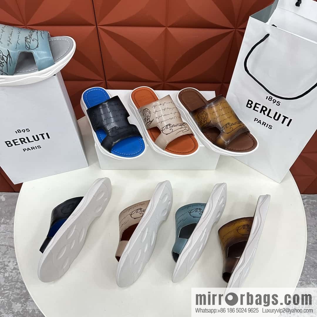 💋💍Berlut Bruti 2024 Summer New Collection, Inspiration New Season, New Shadow Leather Slippers