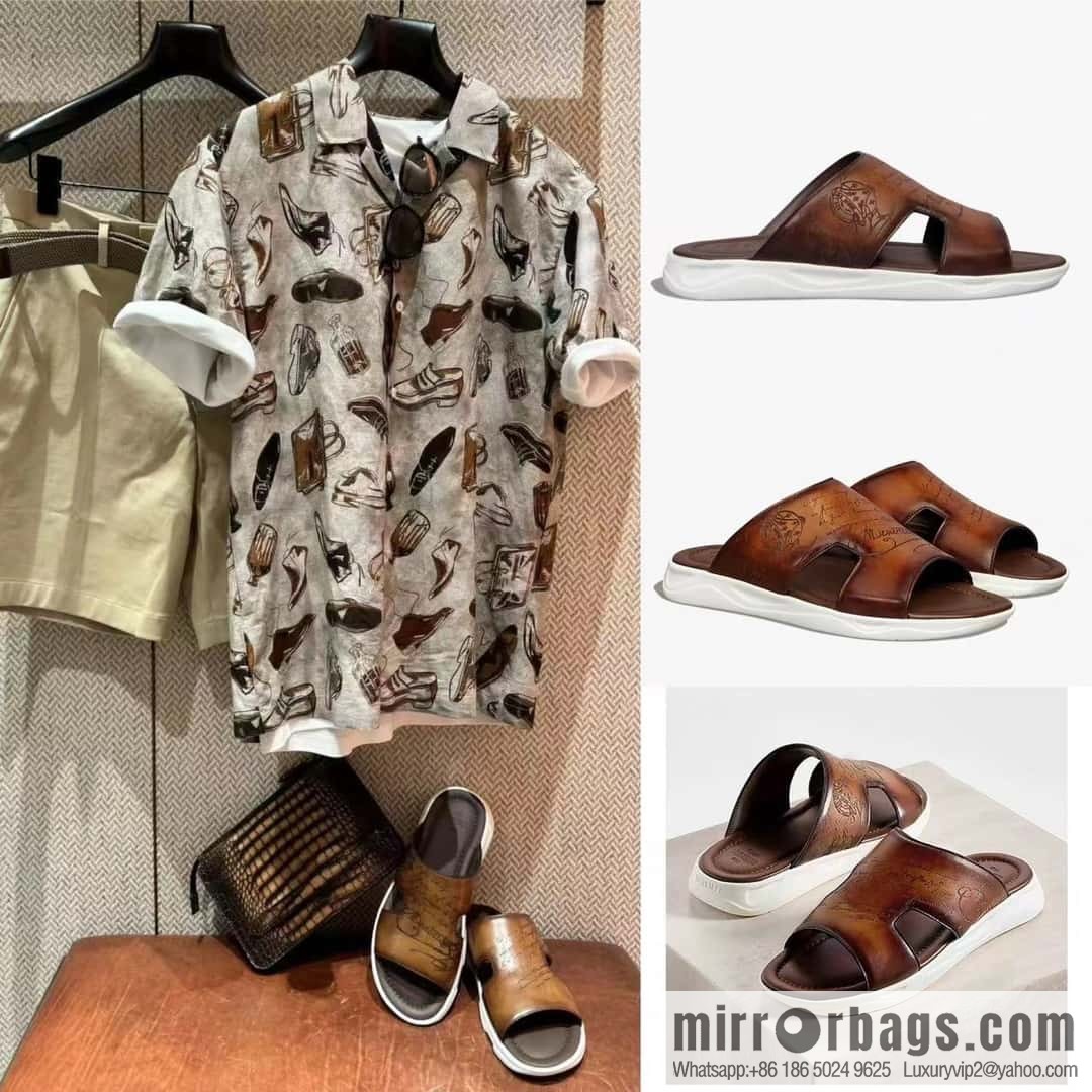 💋💍Berlut Bruti 2024 Summer New Collection, Inspiration New Season, New Shadow Leather Slippers