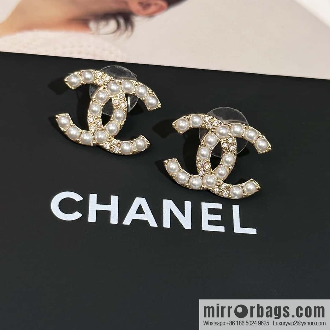❗️New ❗️☀️ new ☑️ chanel c1 double c pearl stud earrings ☀️