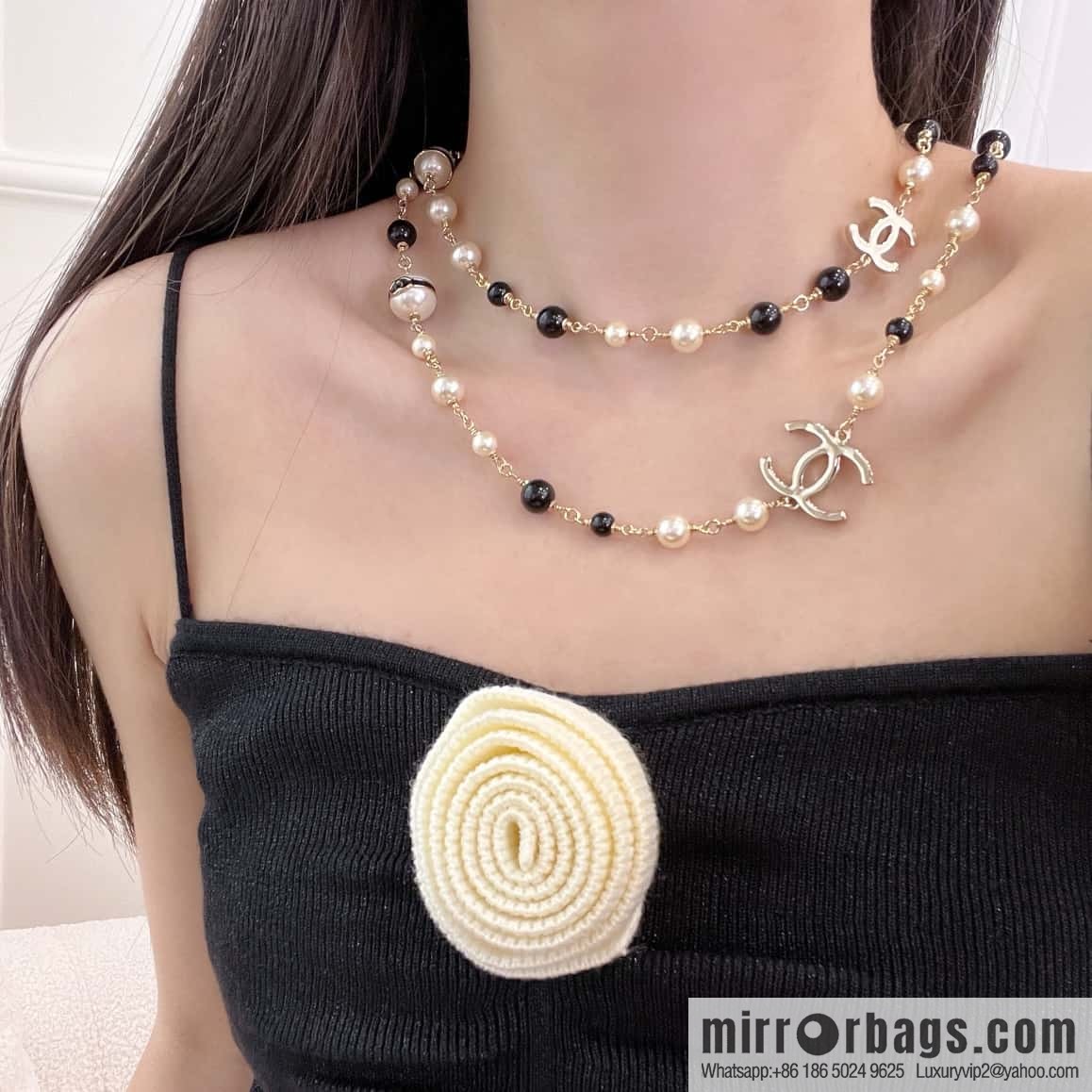 ❗️New ❗️ ☀️ New ☑️ Chanel Double C Pearl Necklace Sweater Chain ☀️