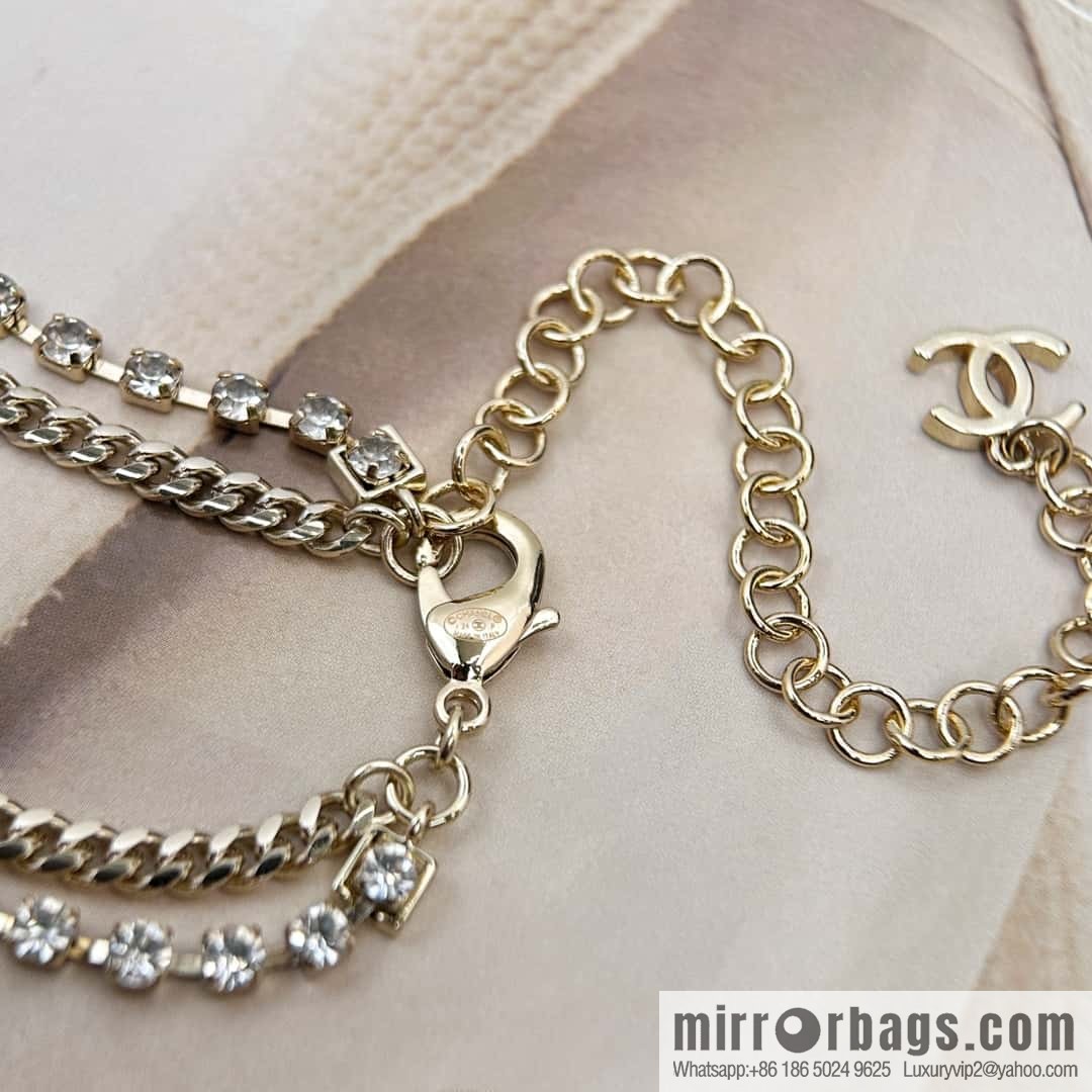 ❗️New ❗️☀️ New ☑️ Chanel Double C Pink Gem Multi-layer Pearl Necklace Sweater Chain ☀️
