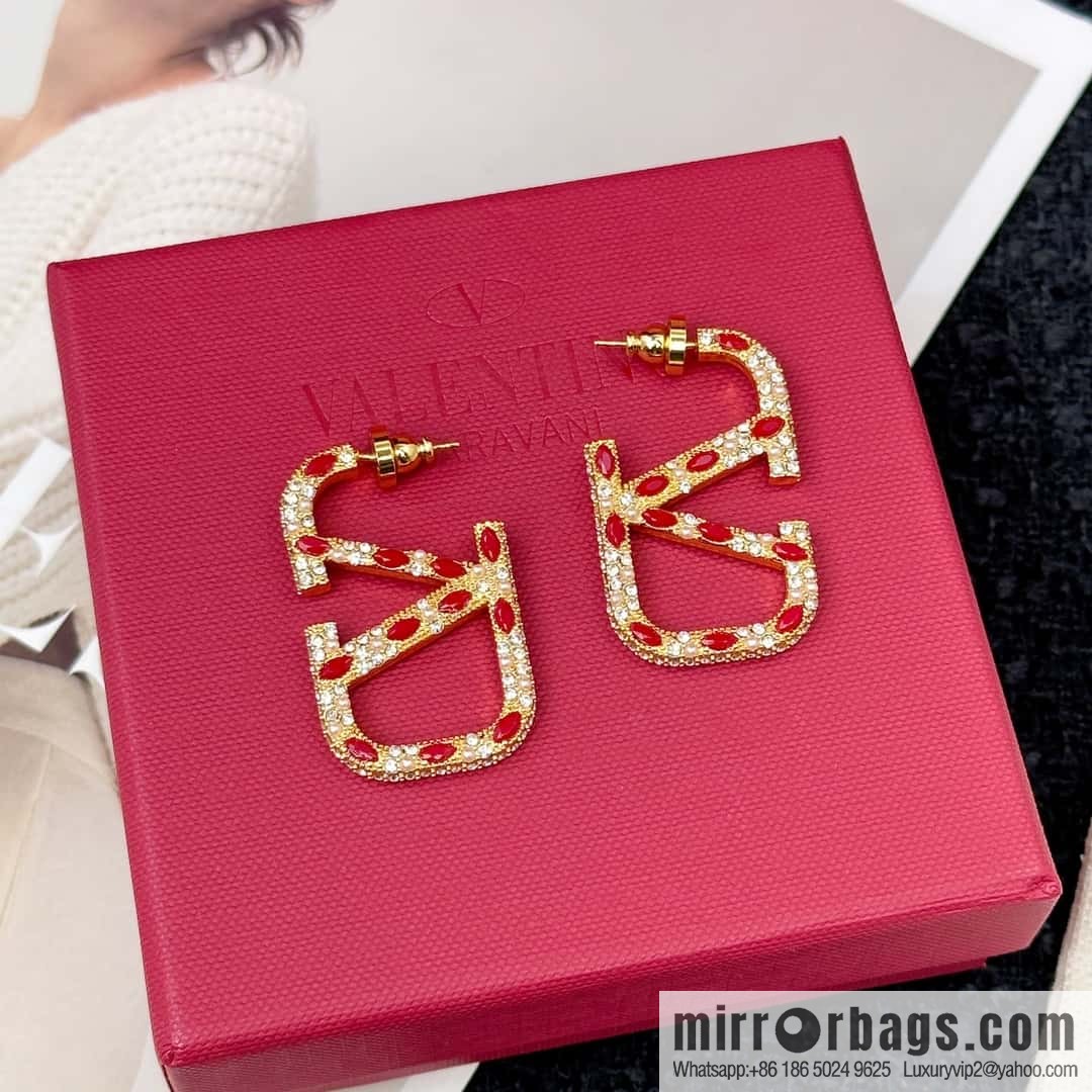 ❗️New ❗️ New ☑️ VALENTINO red brick stud earrings