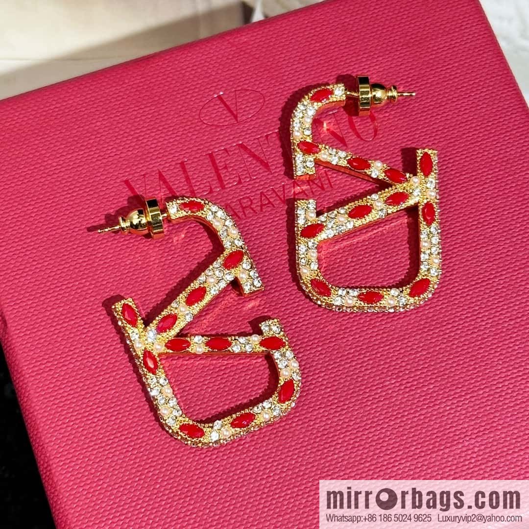❗️New ❗️ New ☑️ VALENTINO red brick stud earrings