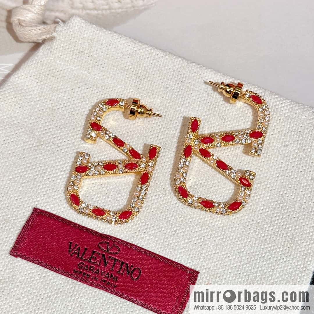 ❗️New ❗️ New ☑️ VALENTINO red brick stud earrings