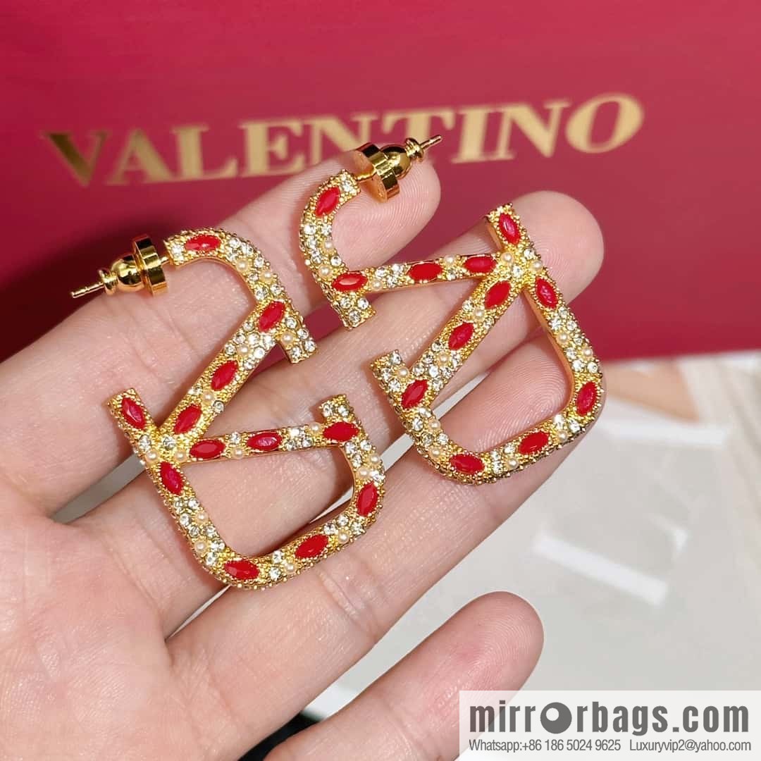 ❗️New ❗️ New ☑️ VALENTINO red brick stud earrings