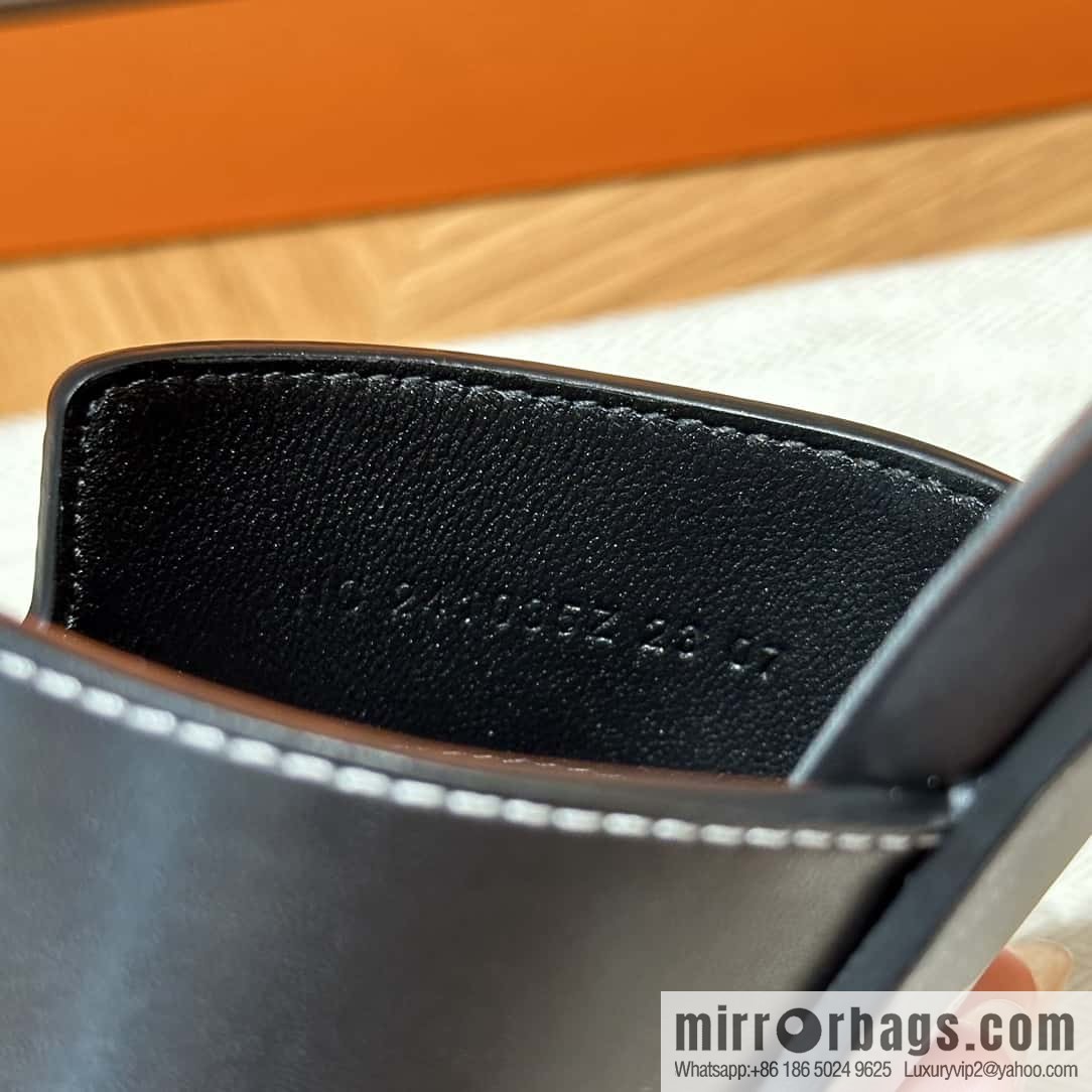HERMES 308 Helia 60 Sandals, Calfskin/Calfskin Black/89/Black