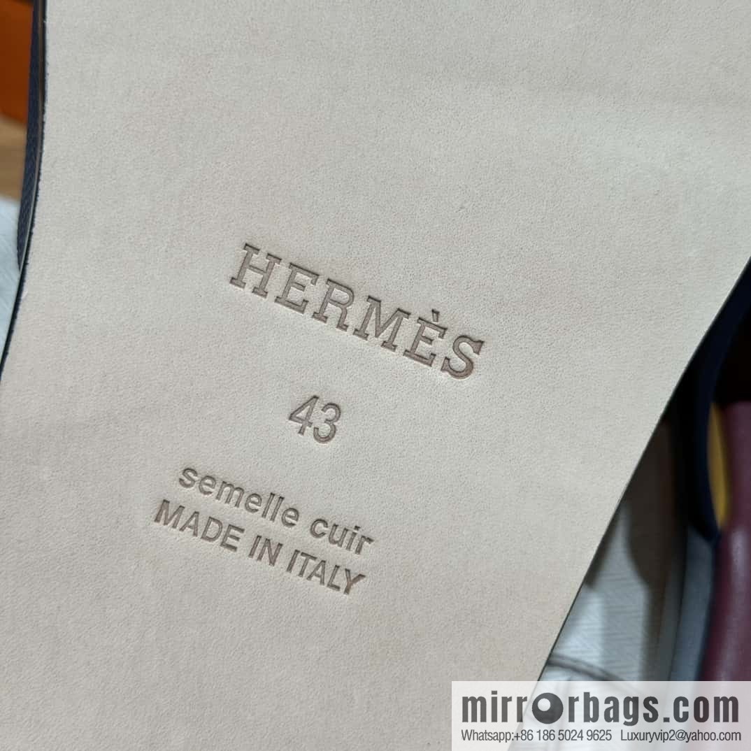 HERMES 182 -Lzmir Men's slippers Men's slippers, cowhide/Epsom Navy/7U/Blue Navy