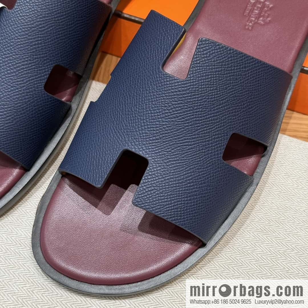HERMES 182 -Lzmir Men's slippers Men's slippers, cowhide/Epsom Navy/7U/Blue Navy