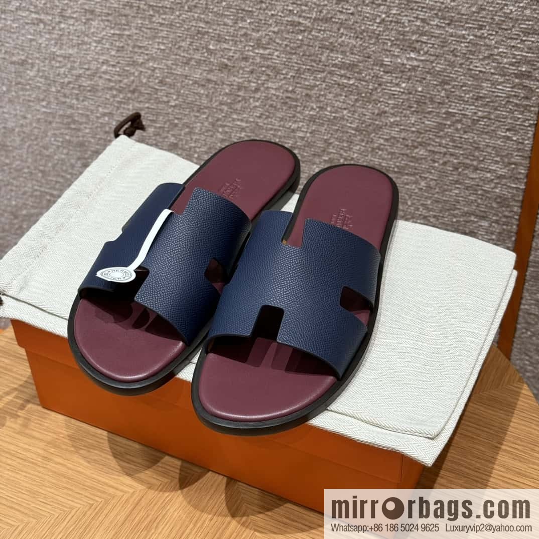 HERMES 182 -Lzmir Men's slippers Men's slippers, cowhide/Epsom Navy/7U/Blue Navy