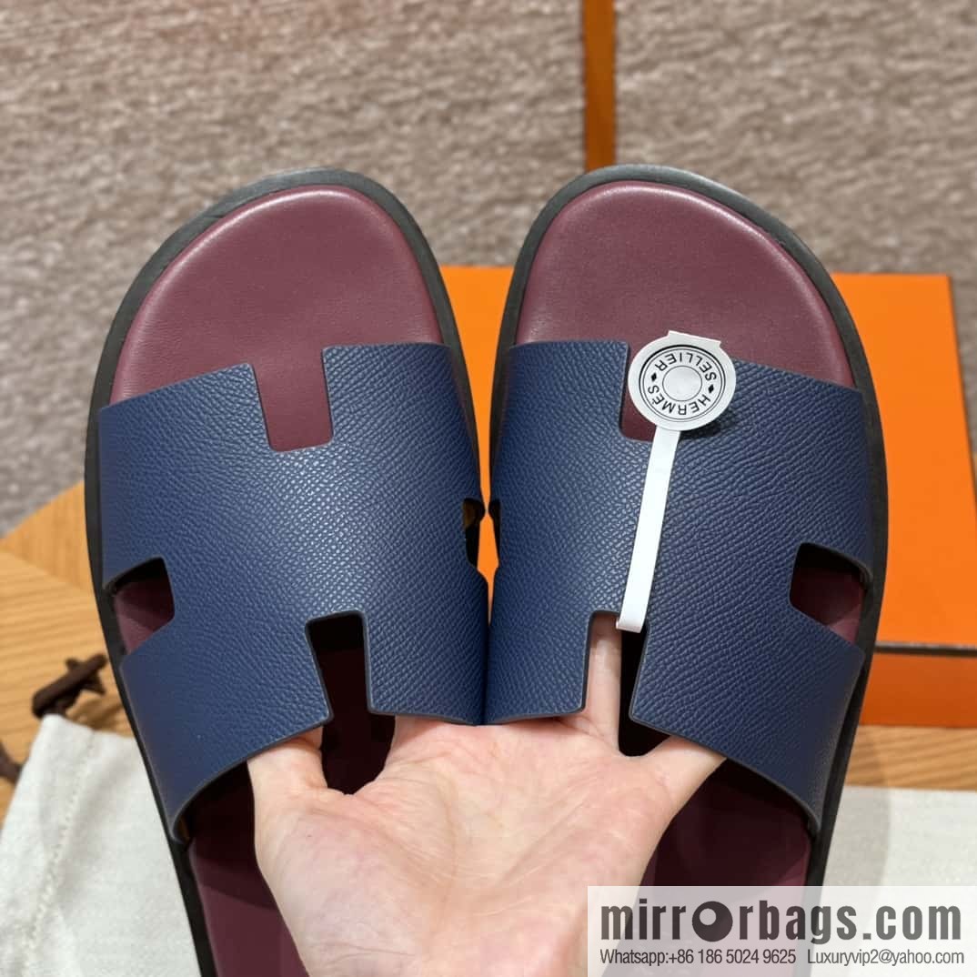 HERMES 182 -Lzmir Men's slippers Men's slippers, cowhide/Epsom Navy/7U/Blue Navy