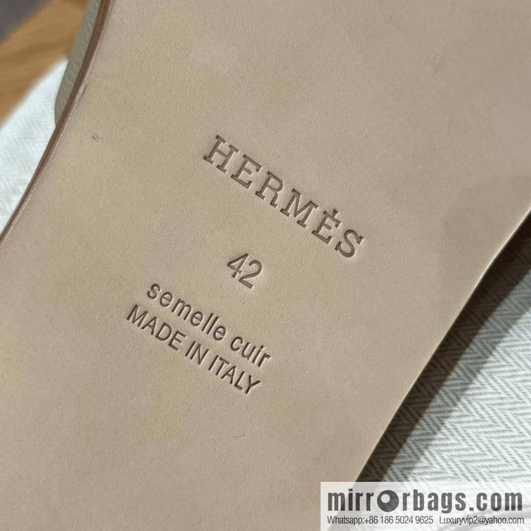 HERMES 182 Men's slippers Men's slippers Palmprint calfskin/Epsom/Calfskin trench coat gray/S2/Trench