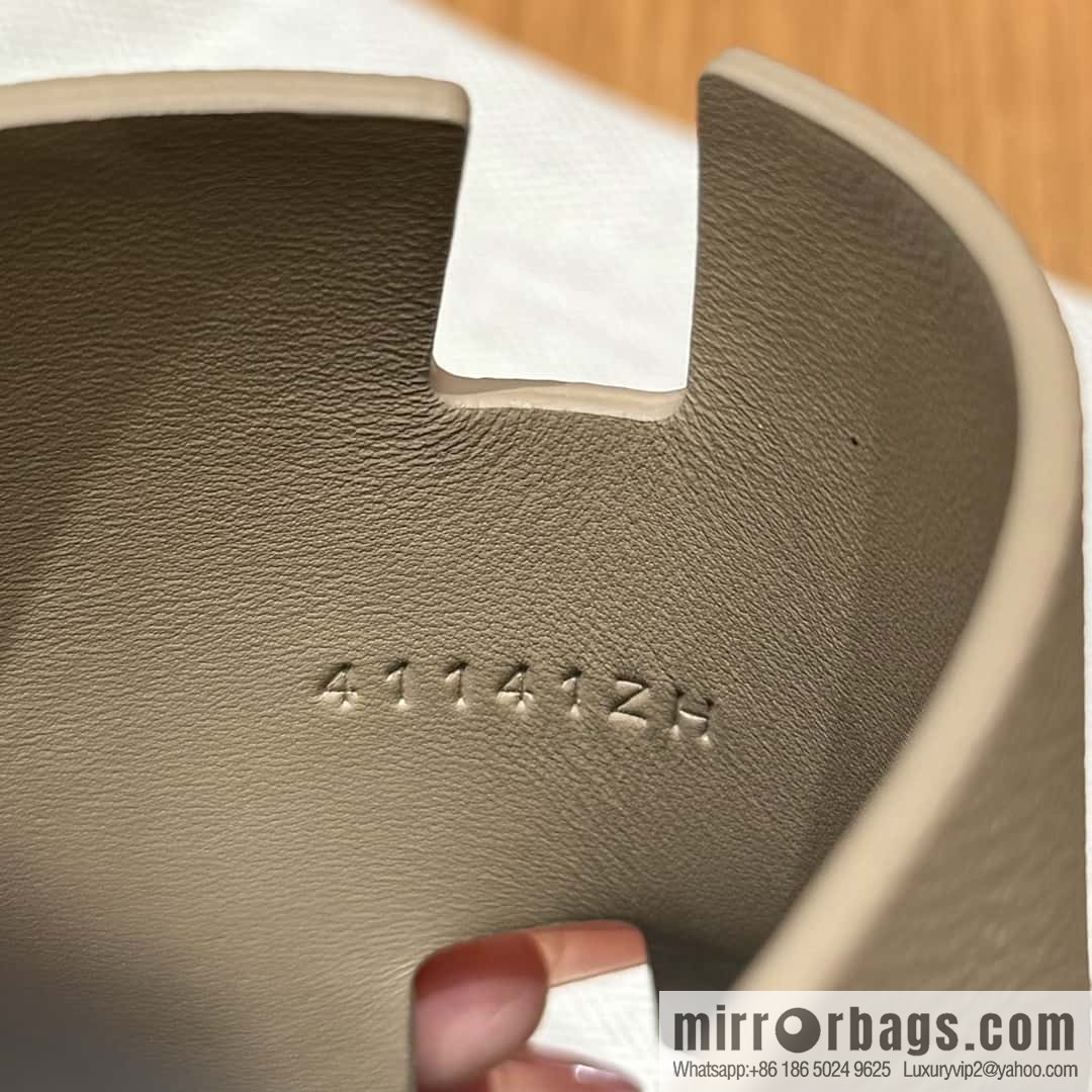 HERMES 182 Men's slippers Men's slippers Palmprint calfskin/Epsom/Calfskin trench coat gray/S2/Trench