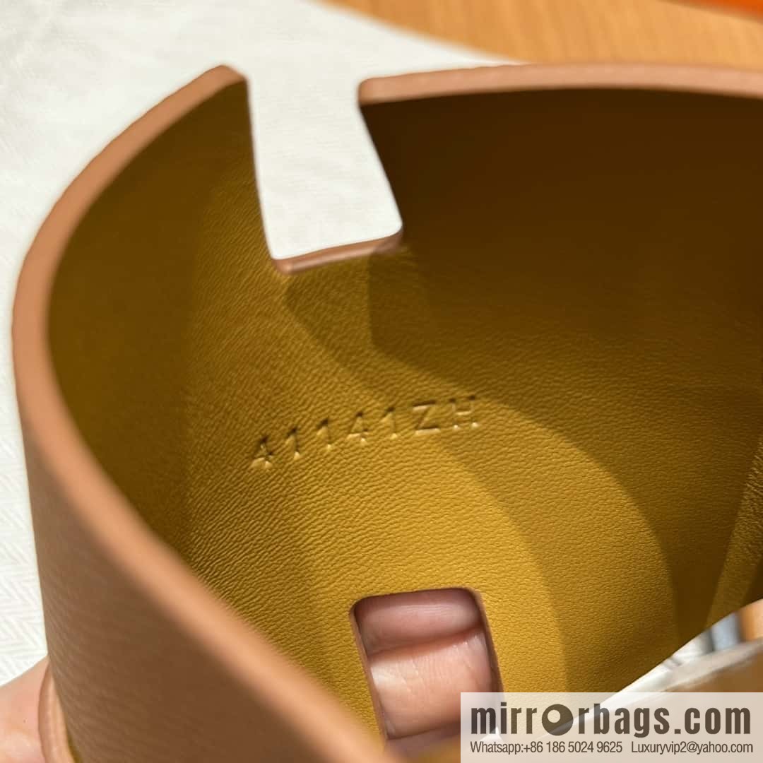 HERMES 182 Men's slippers Men's slippers Palm print calfskin/Epsom/Calfskin gold brown/ck37/gold