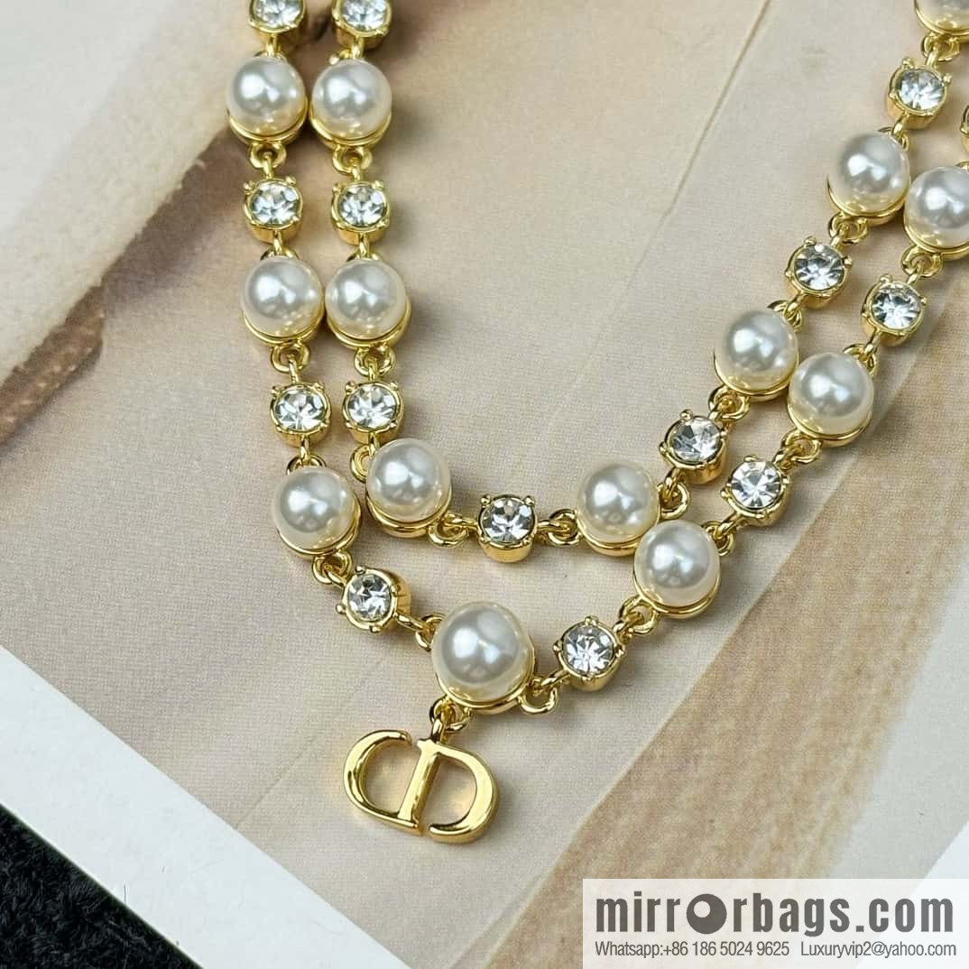 New ☑️ DIOR CD Double Pearl Necklace