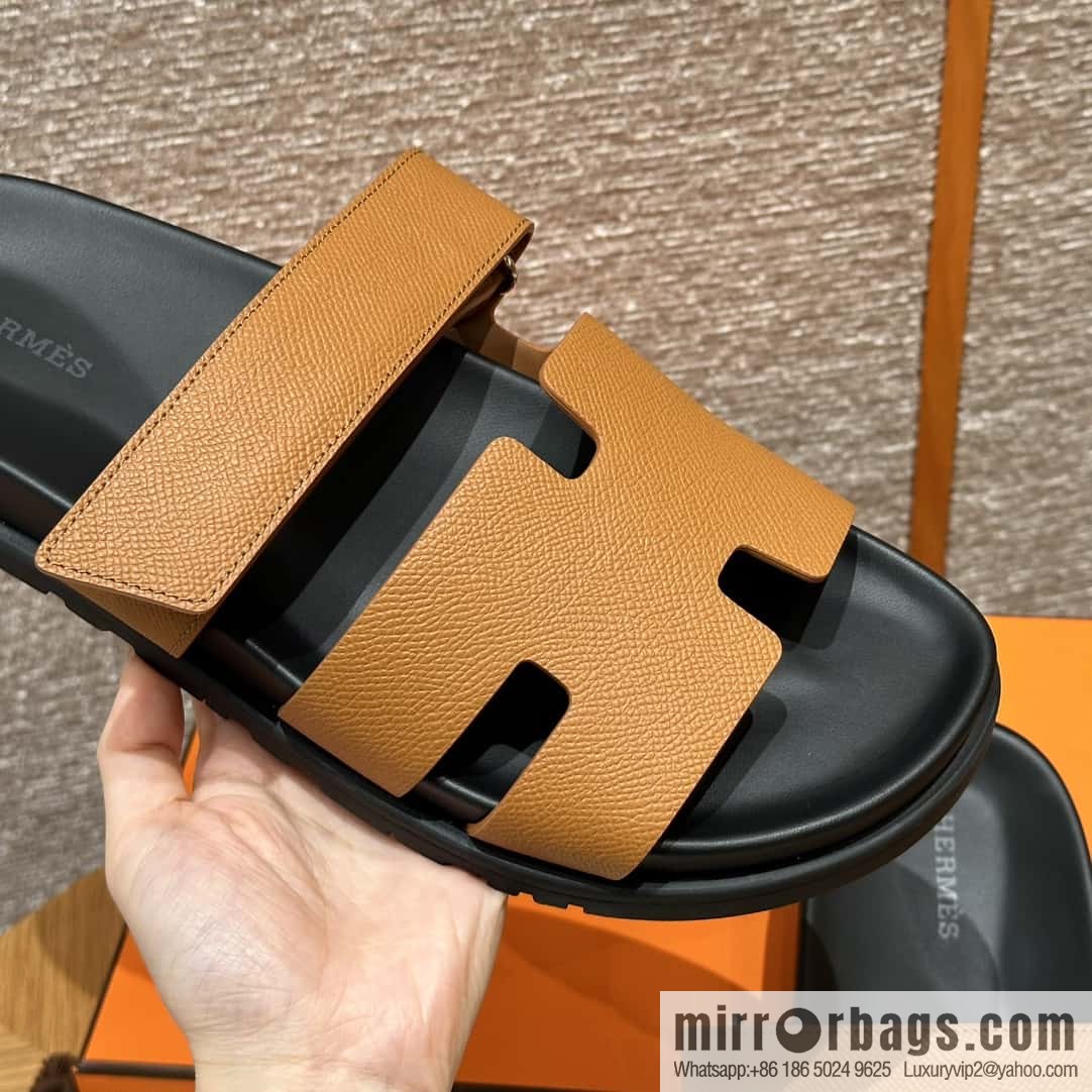 HERMES 180 CHYPRE SANDAL uncle shoes, palm print/Epsom gold brown/37/Gold