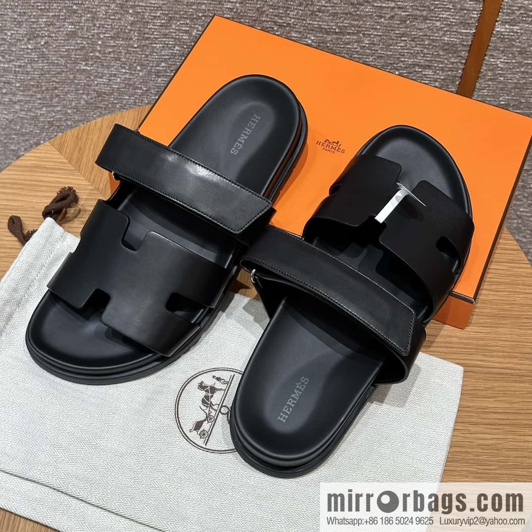 HERMES 180 CHYPRE SANDAL uncle shoes, lambskin/Natural lambskin lininh black/89/Black