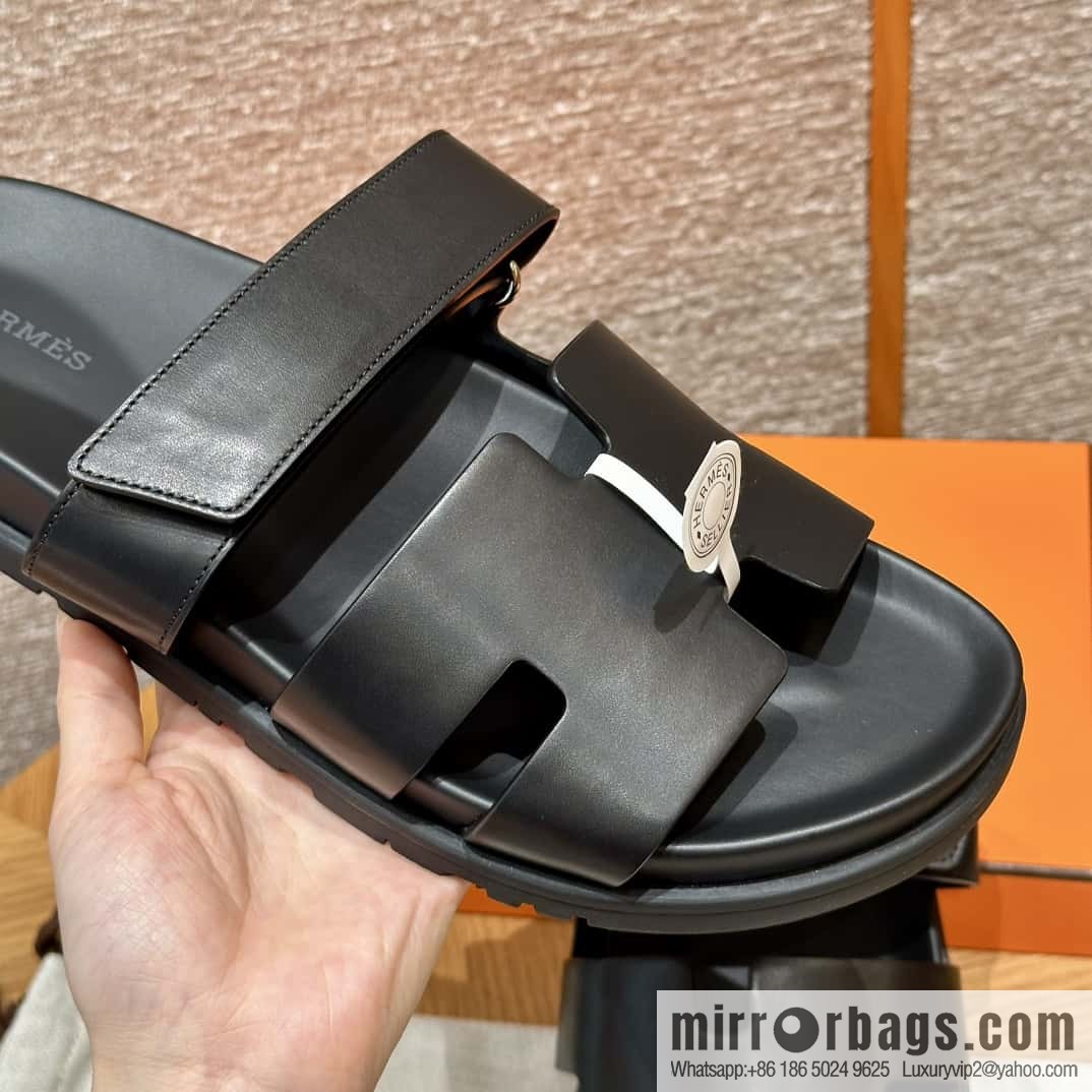 HERMES 180 CHYPRE SANDAL uncle shoes, lambskin/Natural lambskin lininh black/89/Black