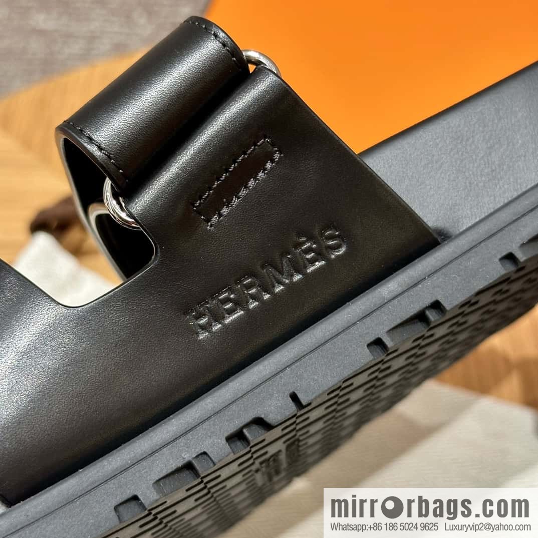 HERMES 180 CHYPRE SANDAL uncle shoes, lambskin/Natural lambskin lininh black/89/Black