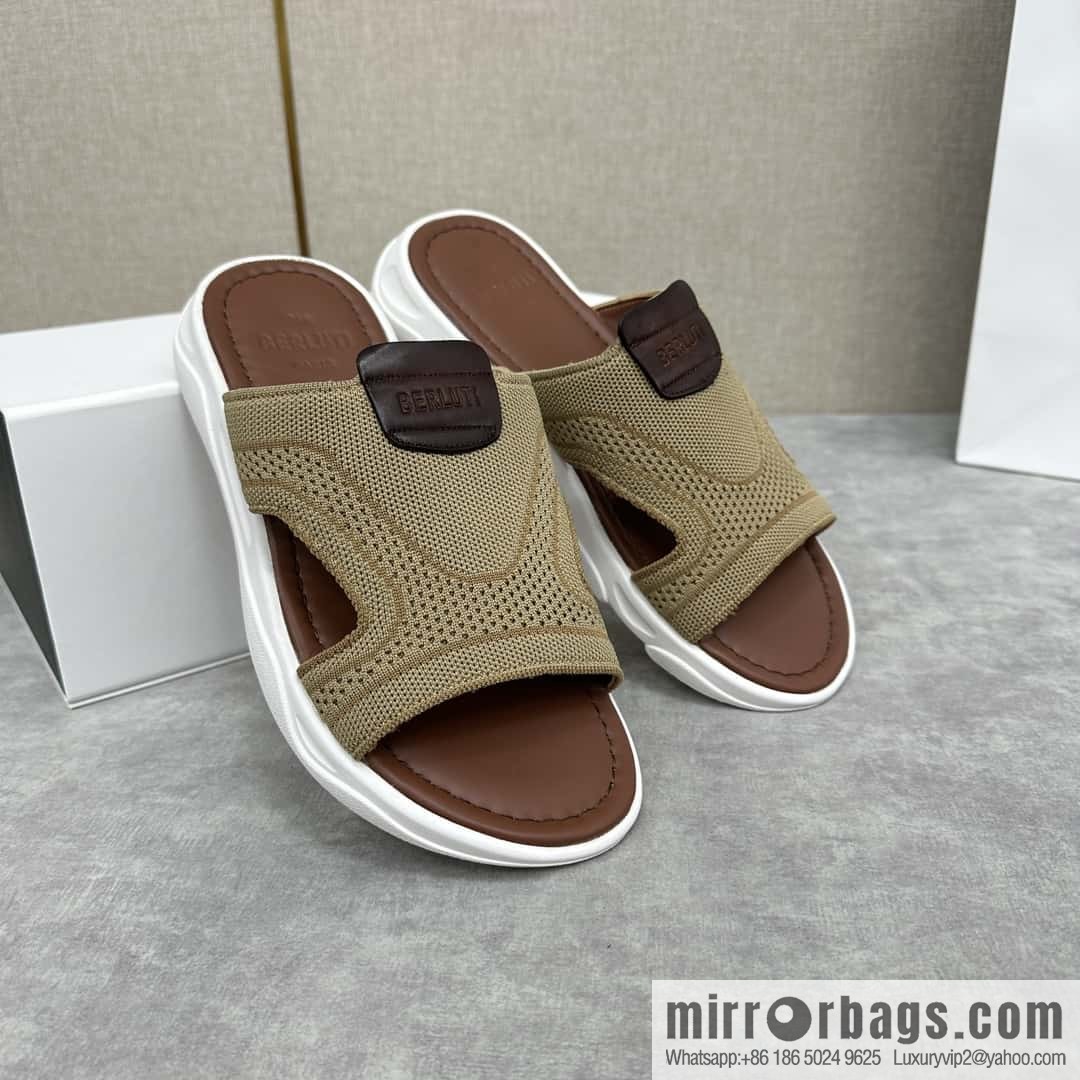 💋💍Berlut Bruti's new summer 2024 collection, the new Shadow knitted and leather slippers