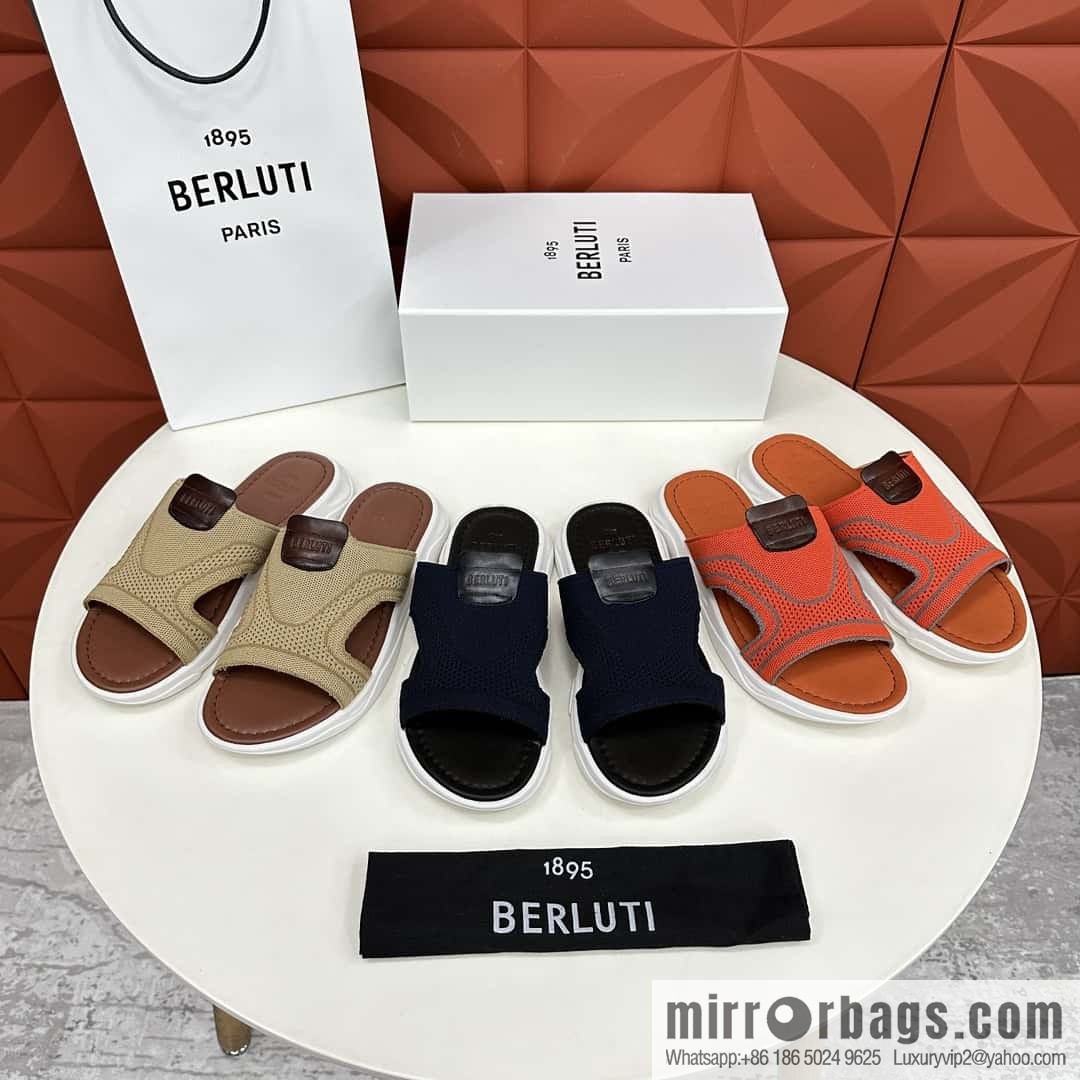 💋💍Berlut Bruti's new summer 2024 collection, the new Shadow knitted and leather slippers
