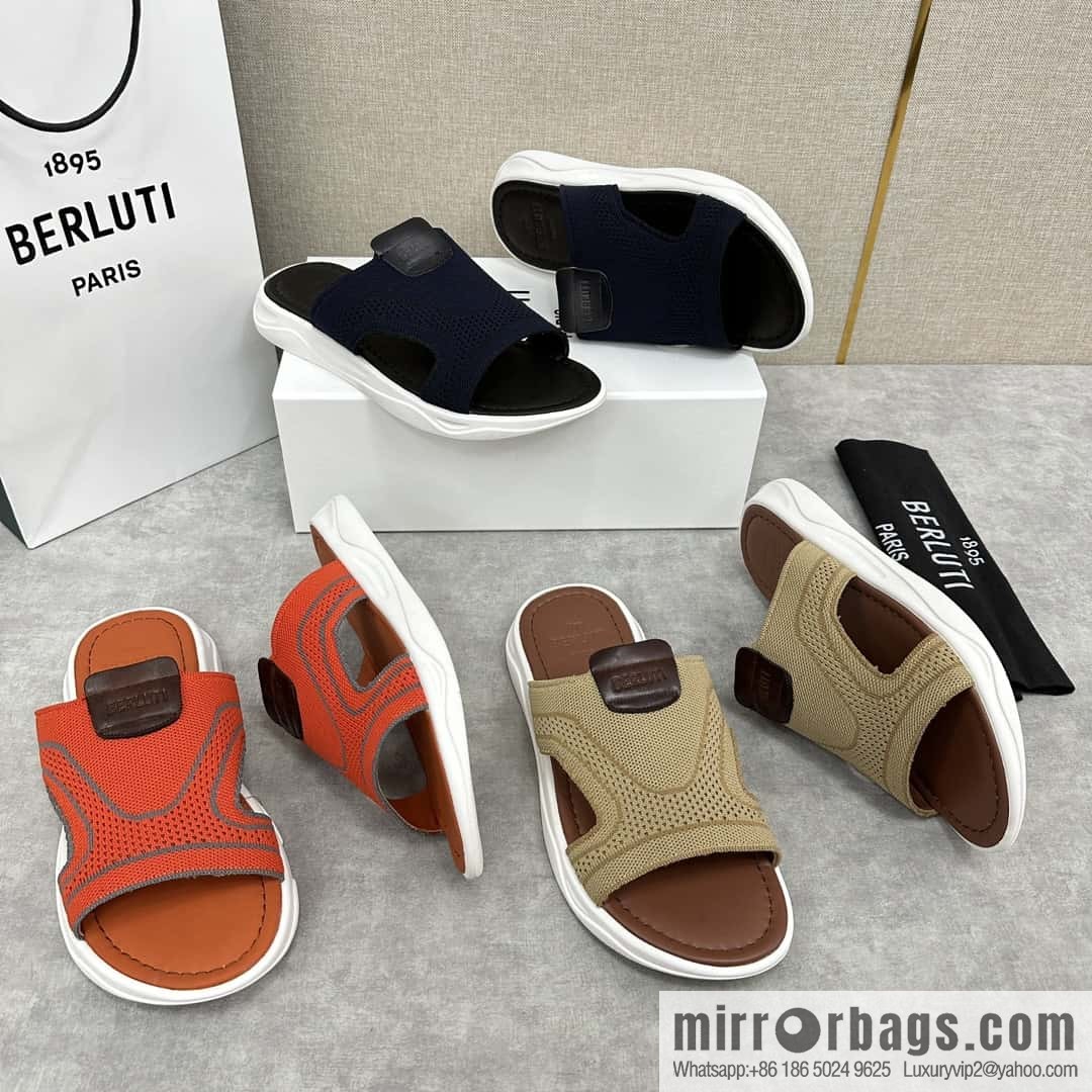 💋💍Berlut Bruti's new summer 2024 collection, the new Shadow knitted and leather slippers