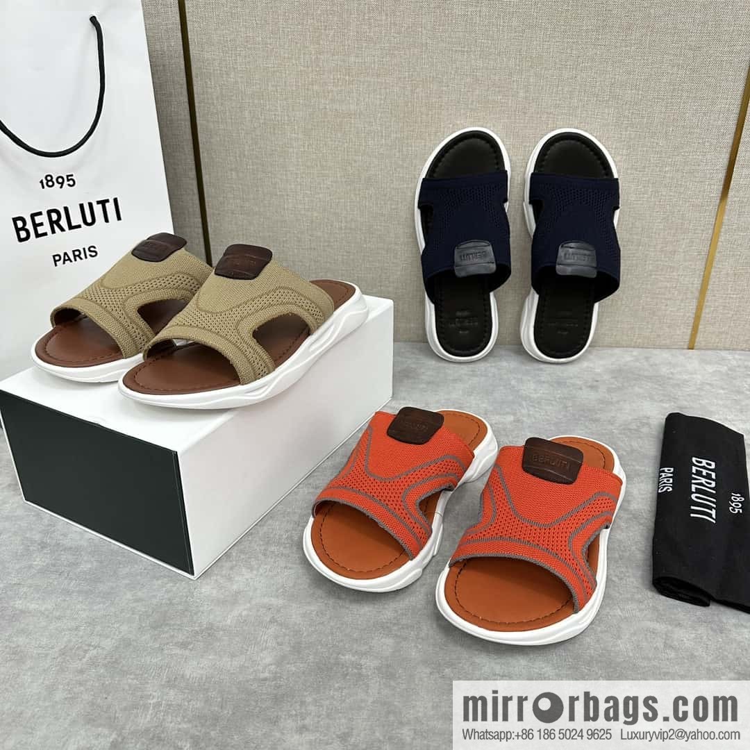 💋💍Berlut Bruti's new summer 2024 collection, the new Shadow knitted and leather slippers