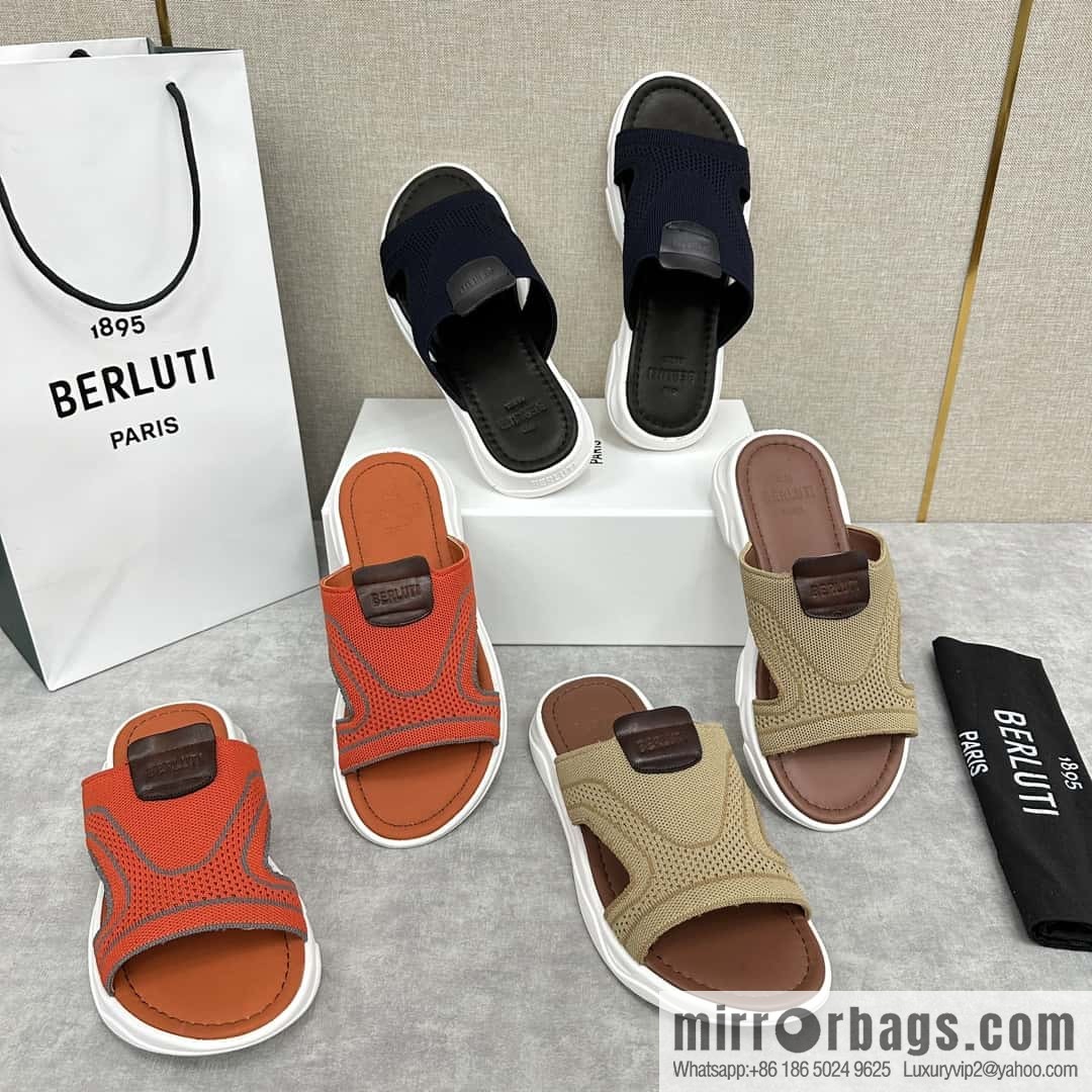 💋💍Berlut Bruti's new summer 2024 collection, the new Shadow knitted and leather slippers