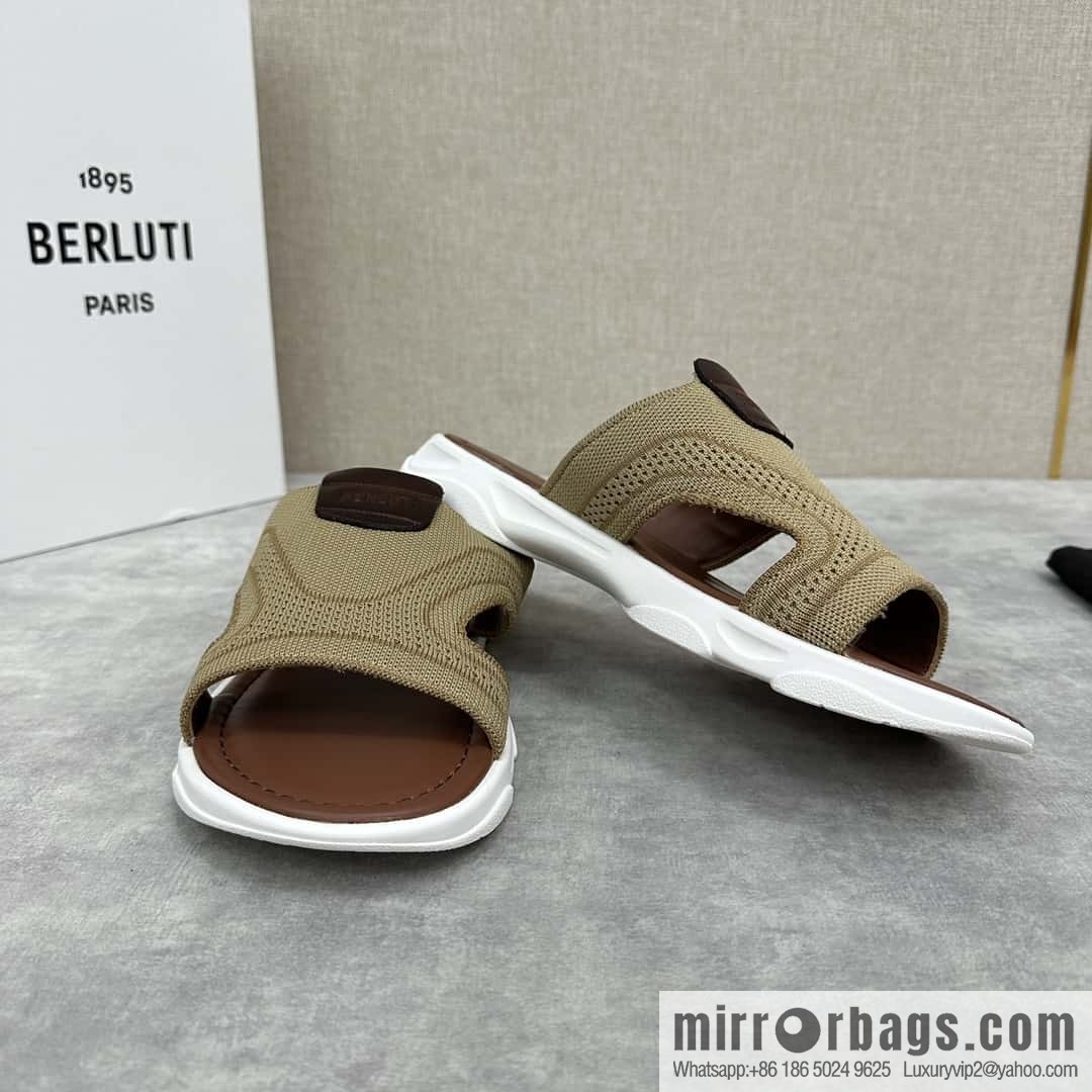 💋💍Berlut Bruti's new summer 2024 collection, the new Shadow knitted and leather slippers