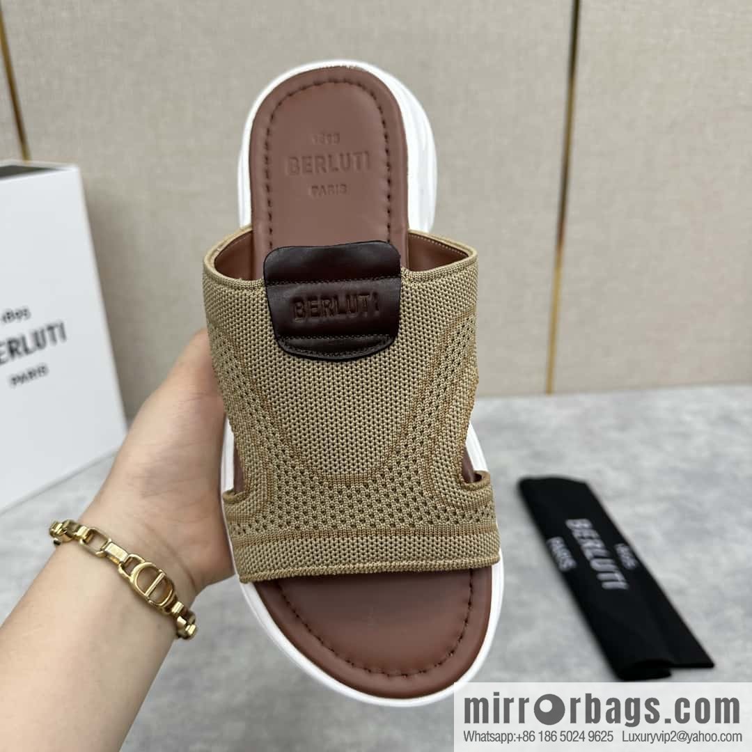 💋💍Berlut Bruti's new summer 2024 collection, the new Shadow knitted and leather slippers