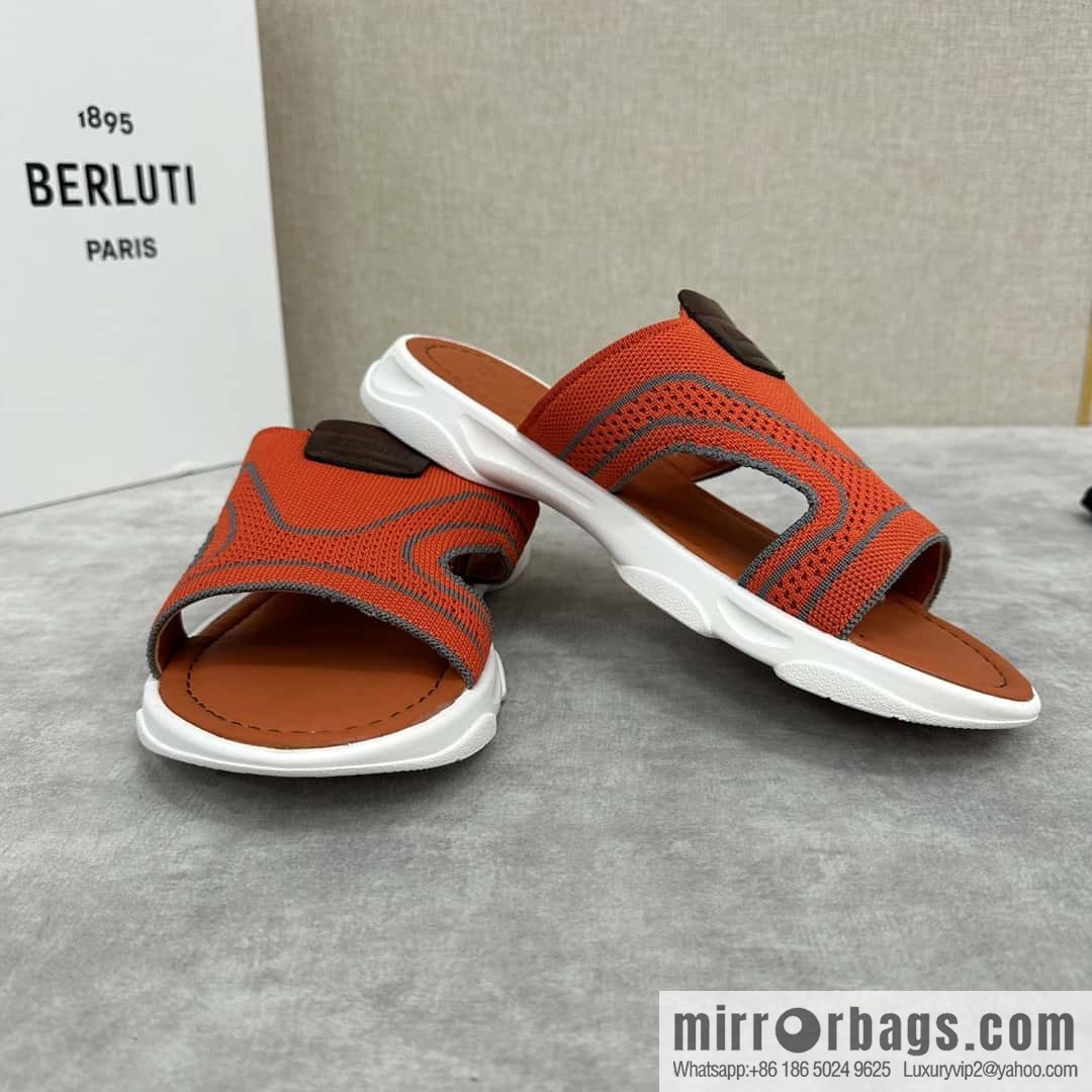 💋💍Berlut Bruti's new summer 2024 collection, the new Shadow knitted and leather slippers