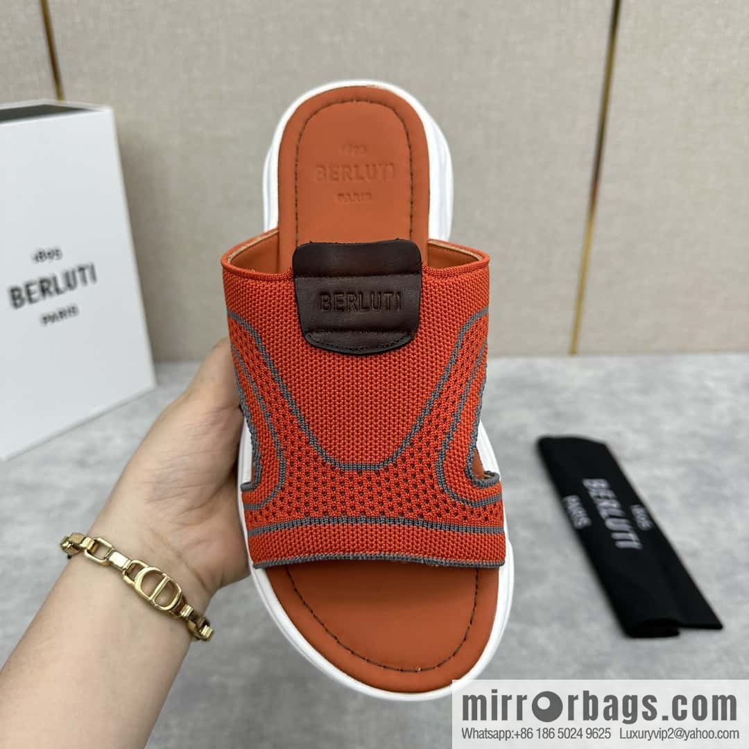 💋💍Berlut Bruti's new summer 2024 collection, the new Shadow knitted and leather slippers