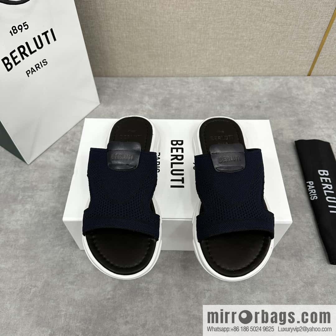 💋💍Berlut Bruti's new summer 2024 collection, the new Shadow knitted and leather slippers