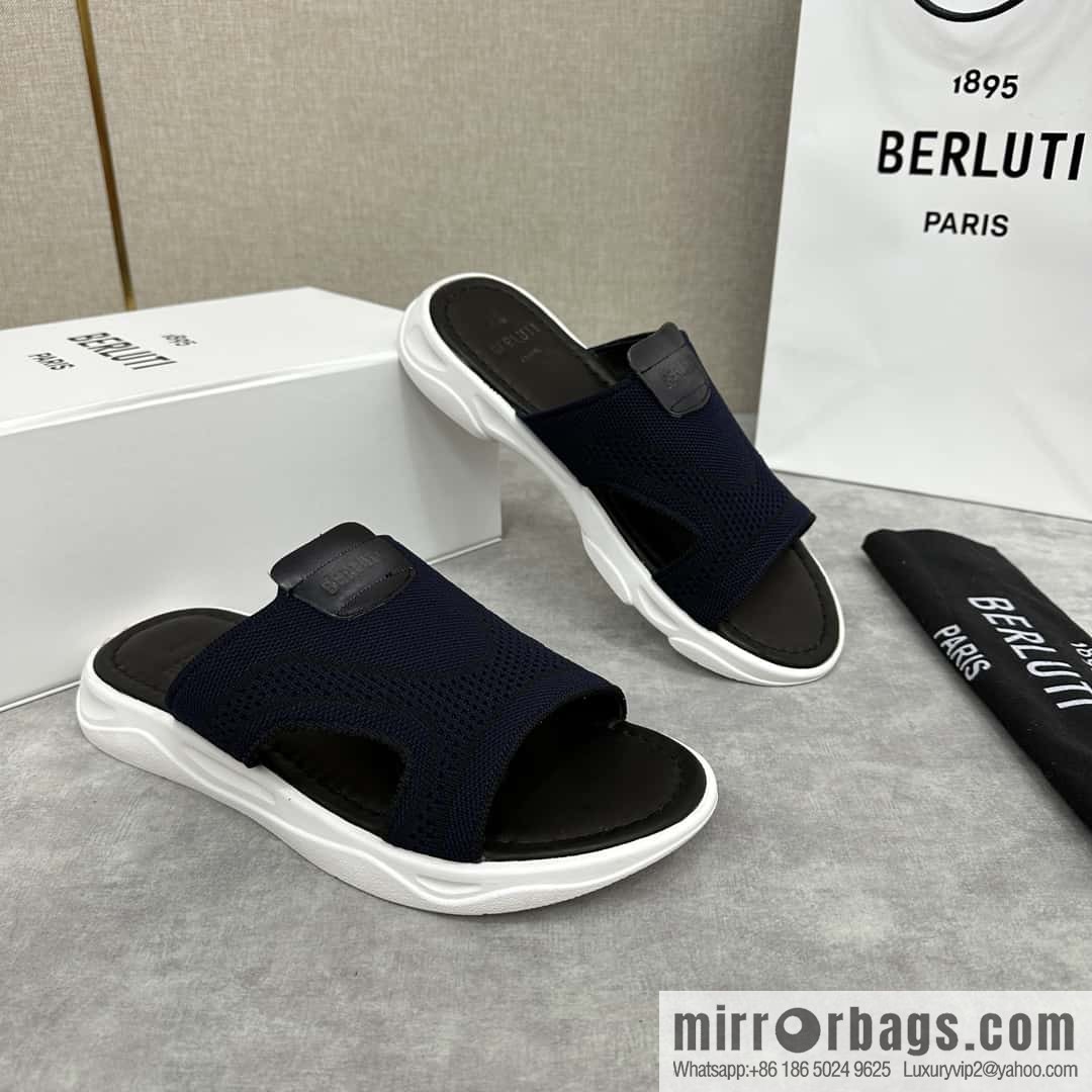 💋💍Berlut Bruti's new summer 2024 collection, the new Shadow knitted and leather slippers