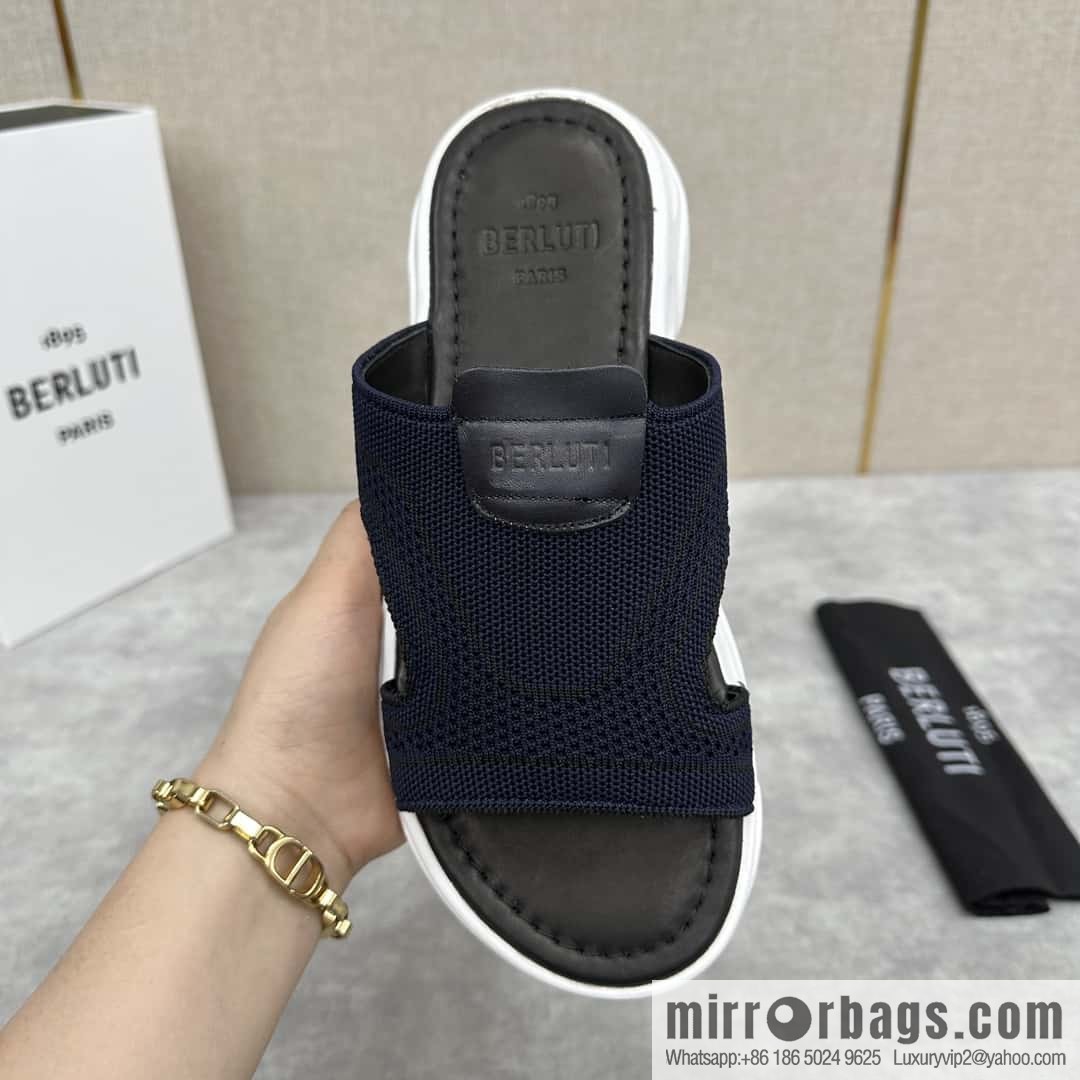 💋💍Berlut Bruti's new summer 2024 collection, the new Shadow knitted and leather slippers