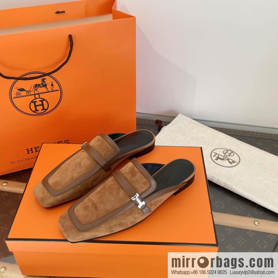 Purchasing grade 🐎 𝐇𝐄𝐑*𝐄𝐒|| Love Horse Home Square Head Small Button Muller Half Slippers