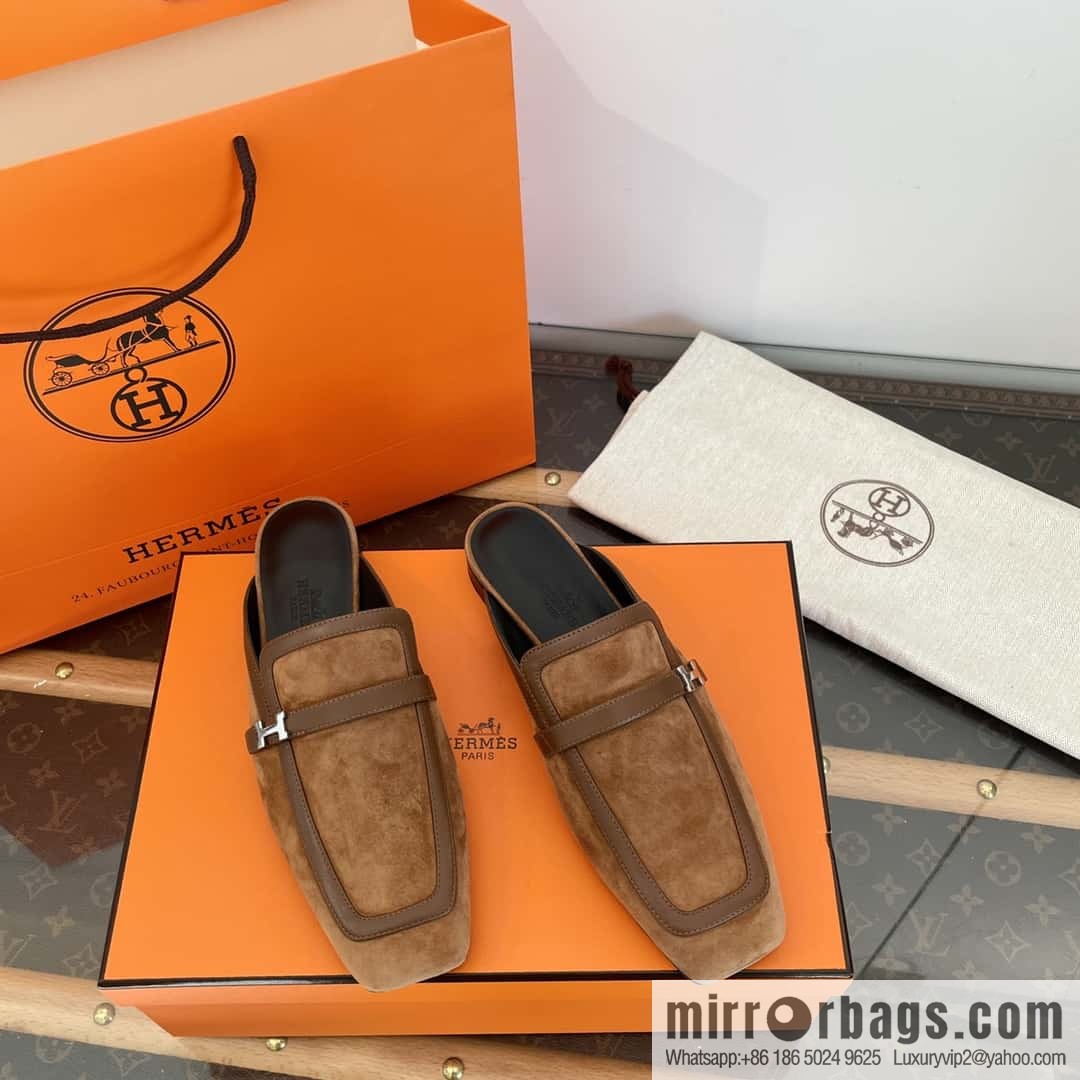 Purchasing grade 🐎 𝐇𝐄𝐑*𝐄𝐒|| Love Horse Home Square Head Small Button Muller Half Slippers