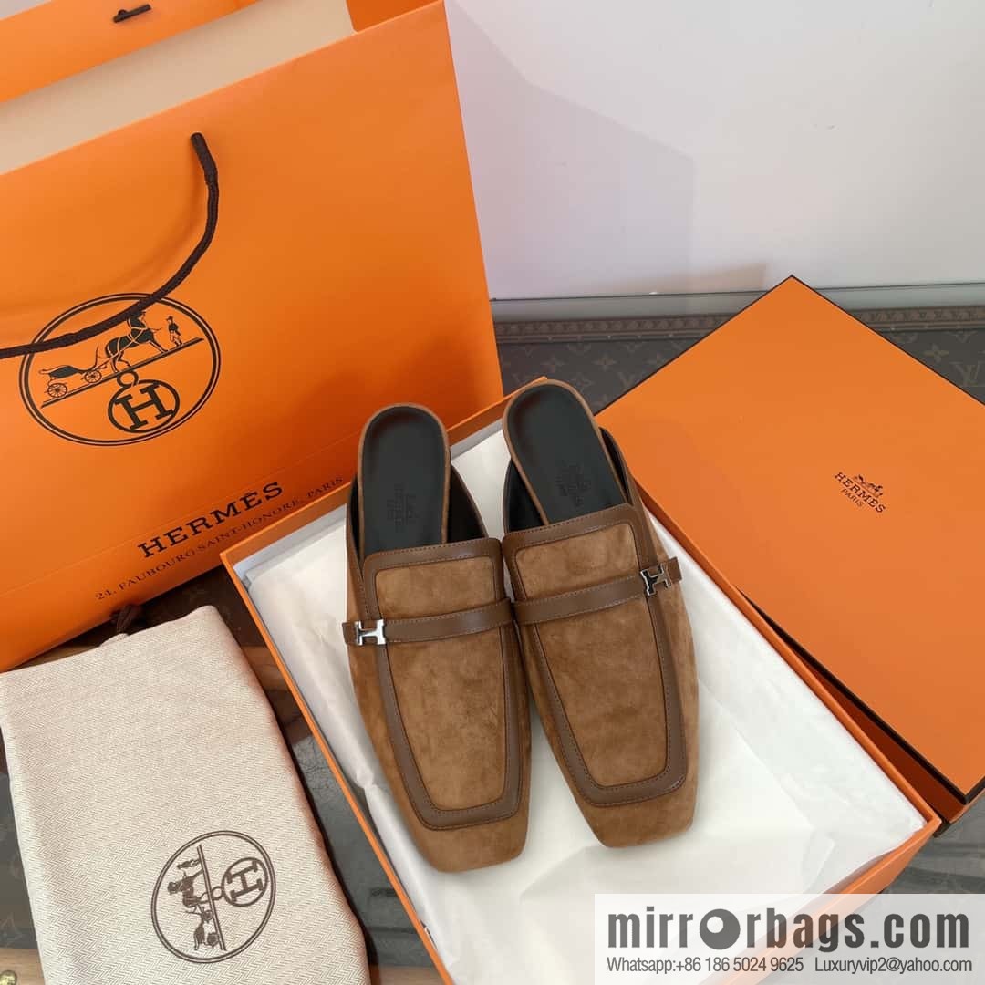 Purchasing grade 🐎 𝐇𝐄𝐑*𝐄𝐒|| Love Horse Home Square Head Small Button Muller Half Slippers