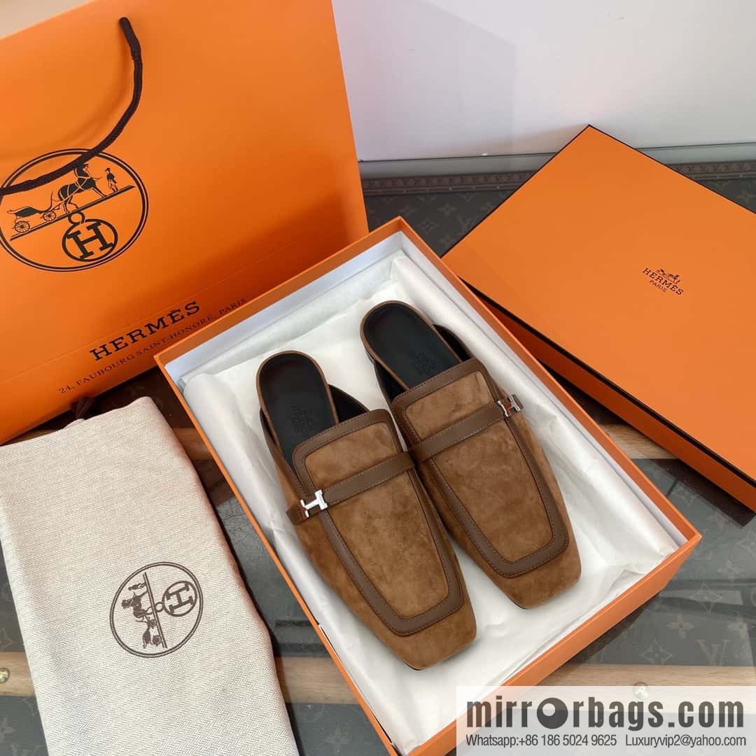 Purchasing grade 🐎 𝐇𝐄𝐑*𝐄𝐒|| Love Horse Home Square Head Small Button Muller Half Slippers